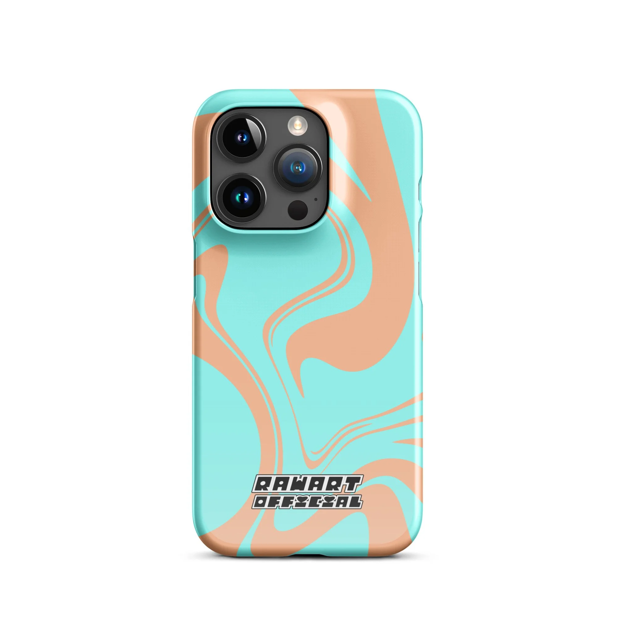🌅💖 “Sunset Wave” iPhone® Snap Case │ Peach-&-Aqua Y2K Swirl Cover 💖🌅 - POP ARTIST @RAWARTOFFICIAL