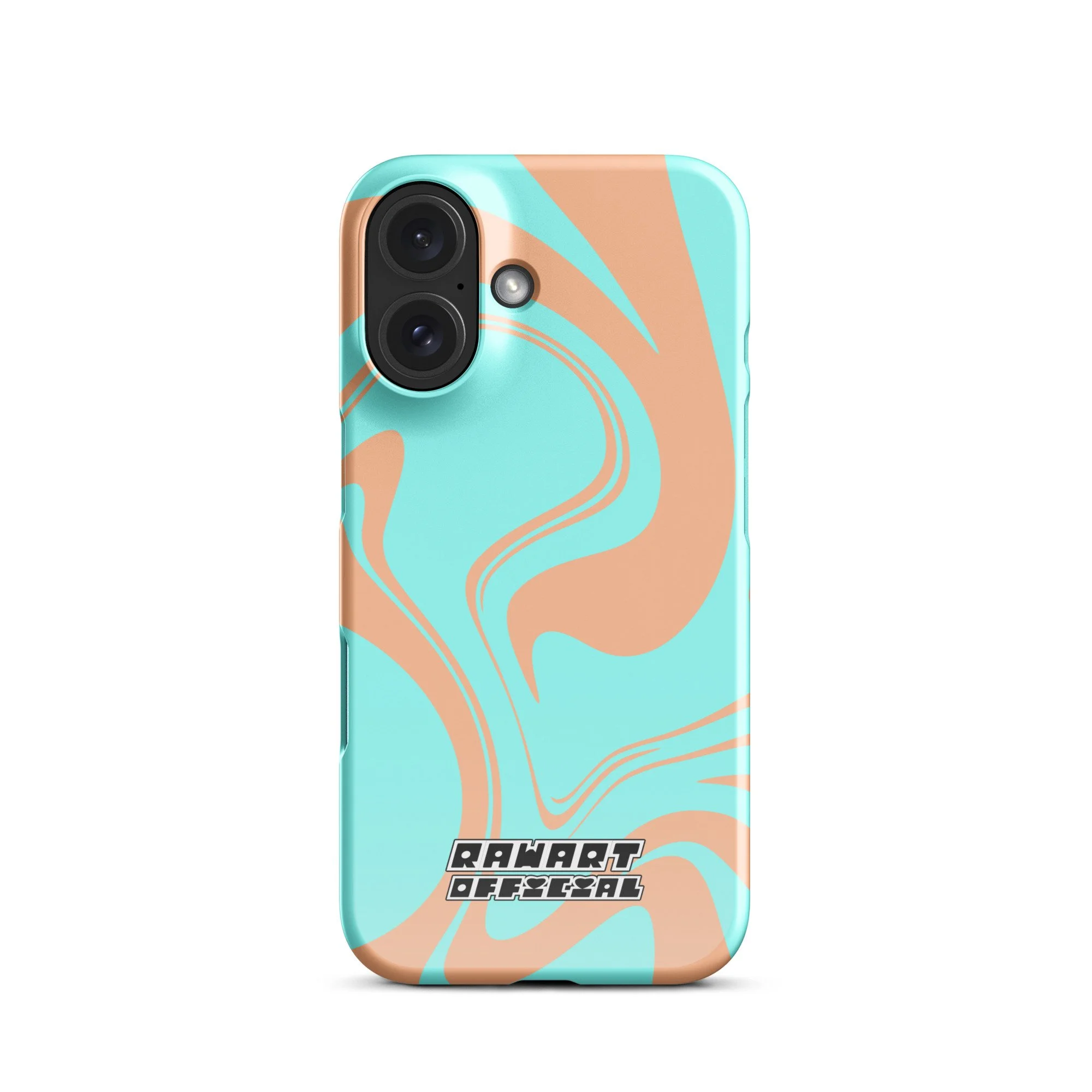 🌅💖 “Sunset Wave” iPhone® Snap Case │ Peach-&-Aqua Y2K Swirl Cover 💖🌅 - POP ARTIST @RAWARTOFFICIAL