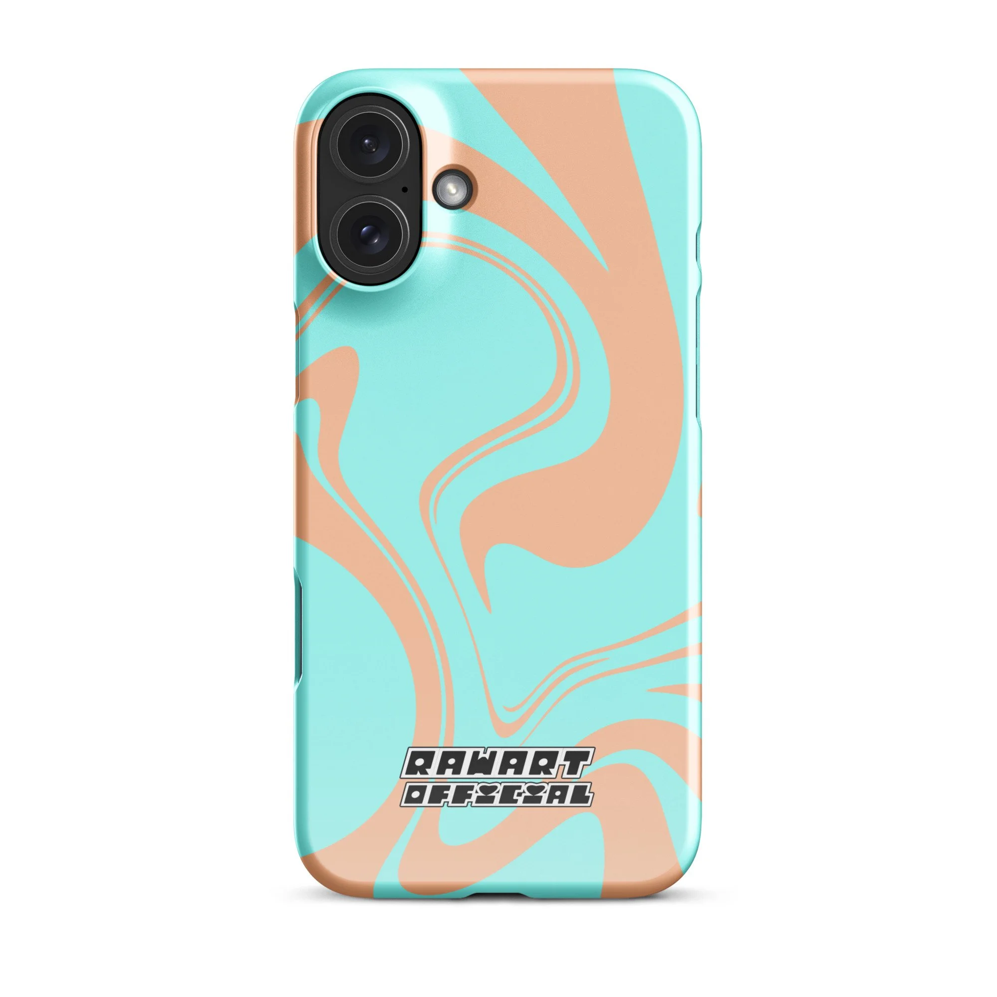 🌅💖 “Sunset Wave” iPhone® Snap Case │ Peach-&-Aqua Y2K Swirl Cover 💖🌅 - POP ARTIST @RAWARTOFFICIAL