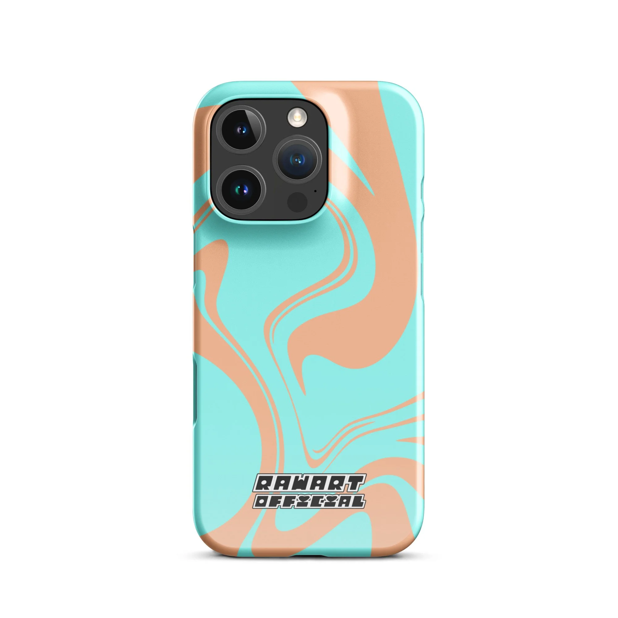 🌅💖 “Sunset Wave” iPhone® Snap Case │ Peach-&-Aqua Y2K Swirl Cover 💖🌅 - POP ARTIST @RAWARTOFFICIAL
