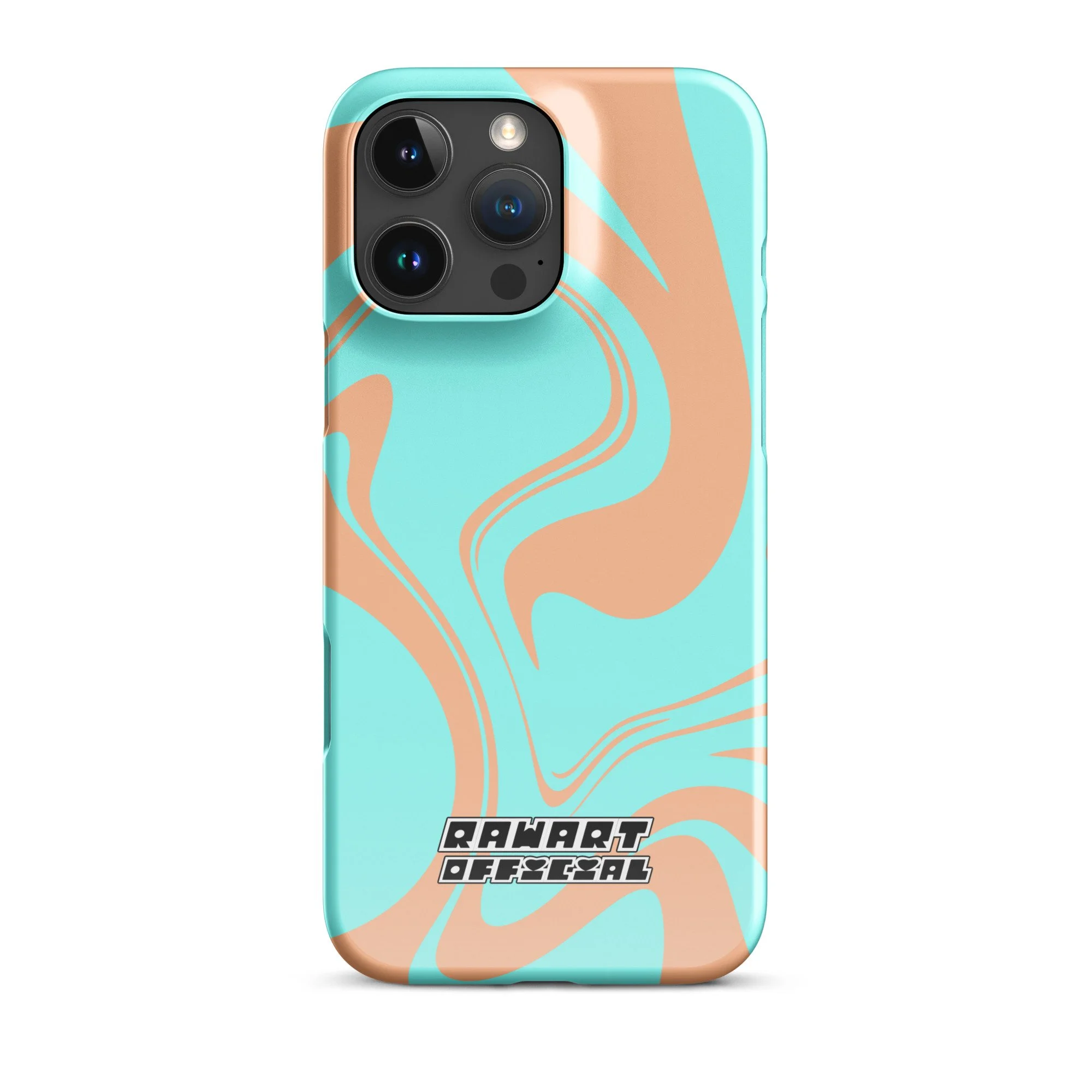 🌅💖 “Sunset Wave” iPhone® Snap Case │ Peach-&-Aqua Y2K Swirl Cover 💖🌅 - POP ARTIST @RAWARTOFFICIAL
