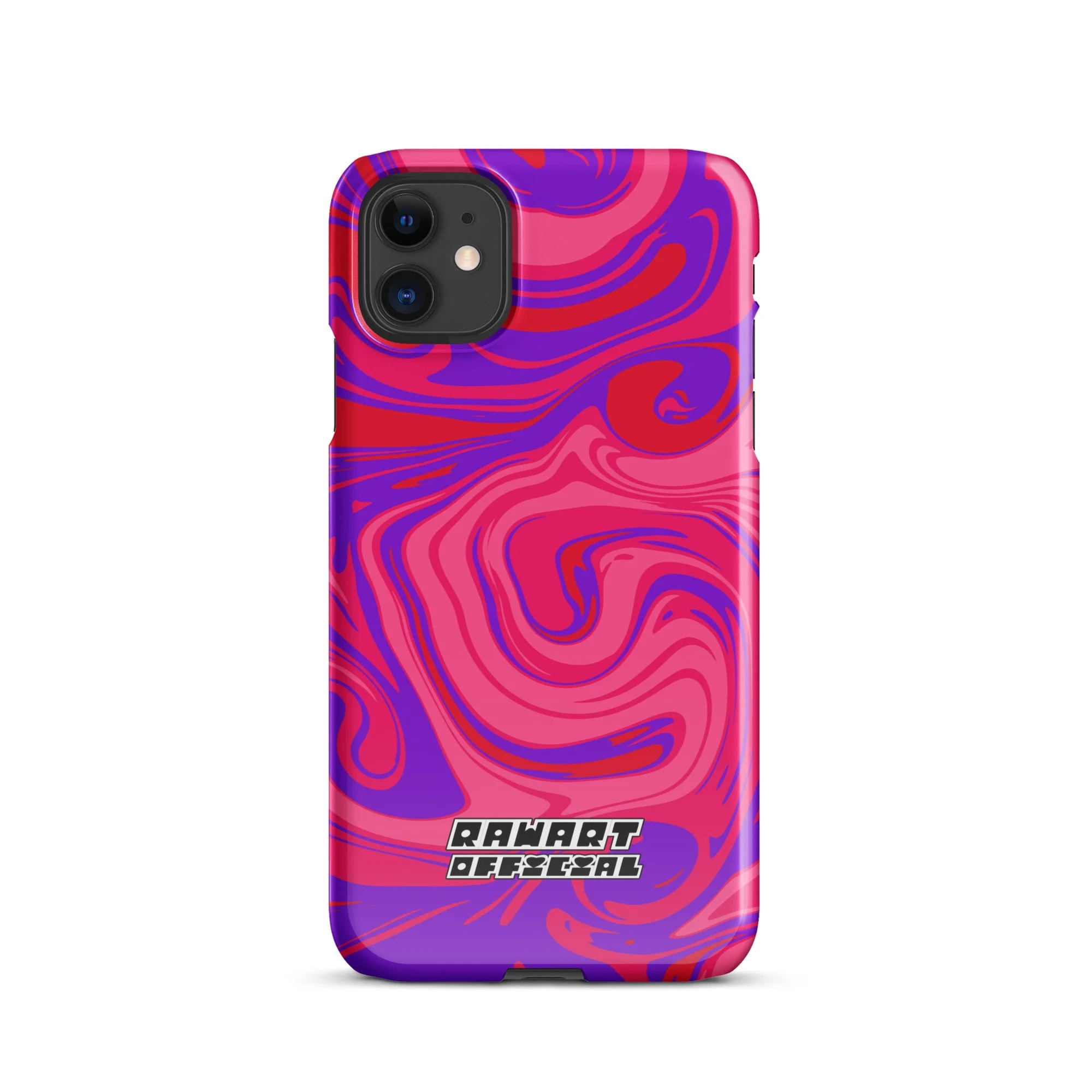 🍓🎆 “Berry Blast Swirl” Snap-On iPhone® Case │ Neon Magenta-Purple Y2K Cover 🎆🍓 - POP ARTIST @RAWARTOFFICIAL