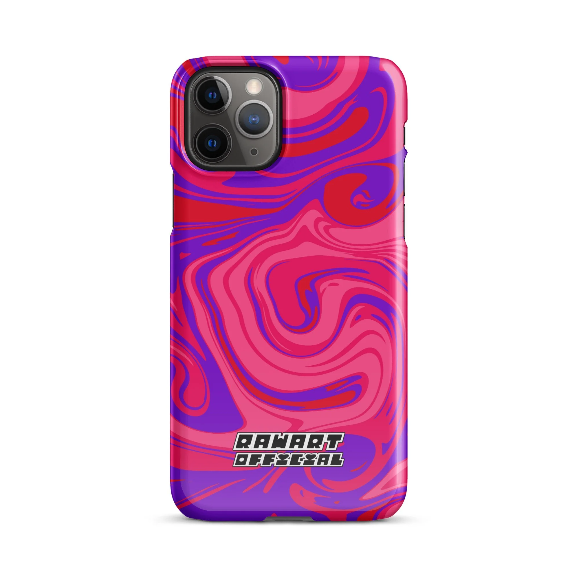 🍓🎆 “Berry Blast Swirl” Snap-On iPhone® Case │ Neon Magenta-Purple Y2K Cover 🎆🍓 - POP ARTIST @RAWARTOFFICIAL