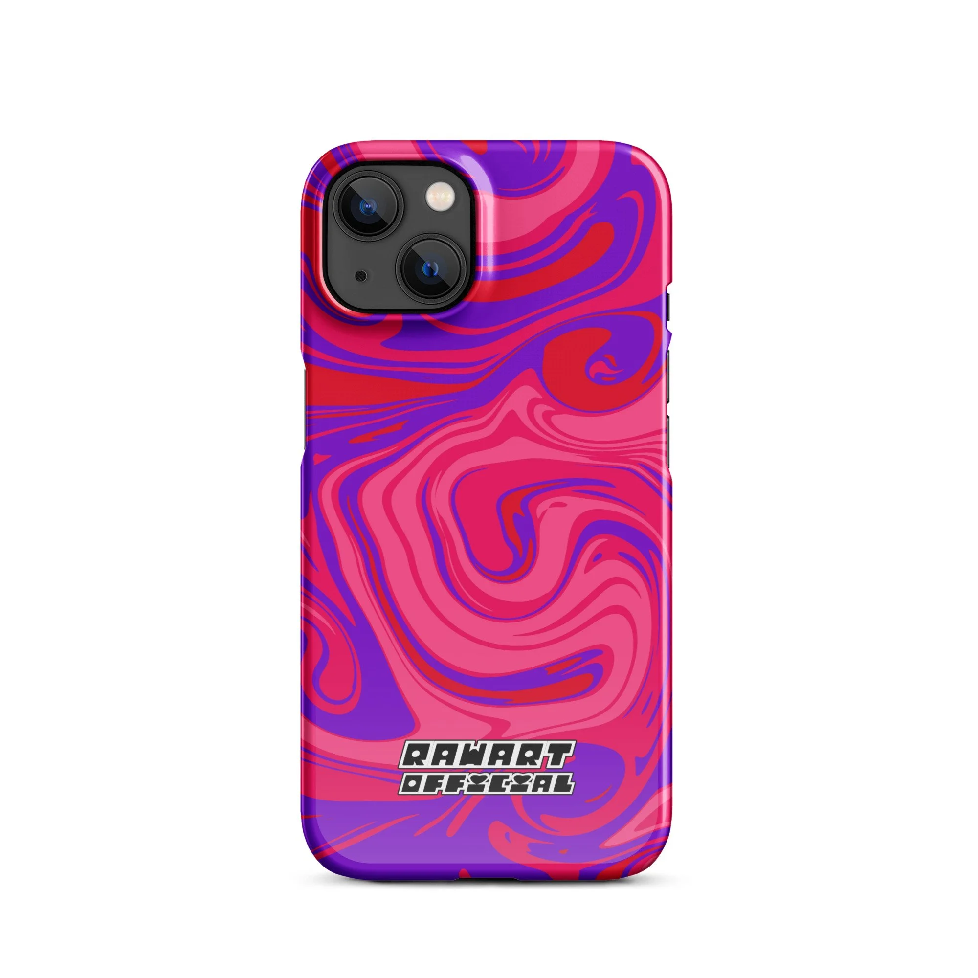 🍓🎆 “Berry Blast Swirl” Snap-On iPhone® Case │ Neon Magenta-Purple Y2K Cover 🎆🍓 - POP ARTIST @RAWARTOFFICIAL