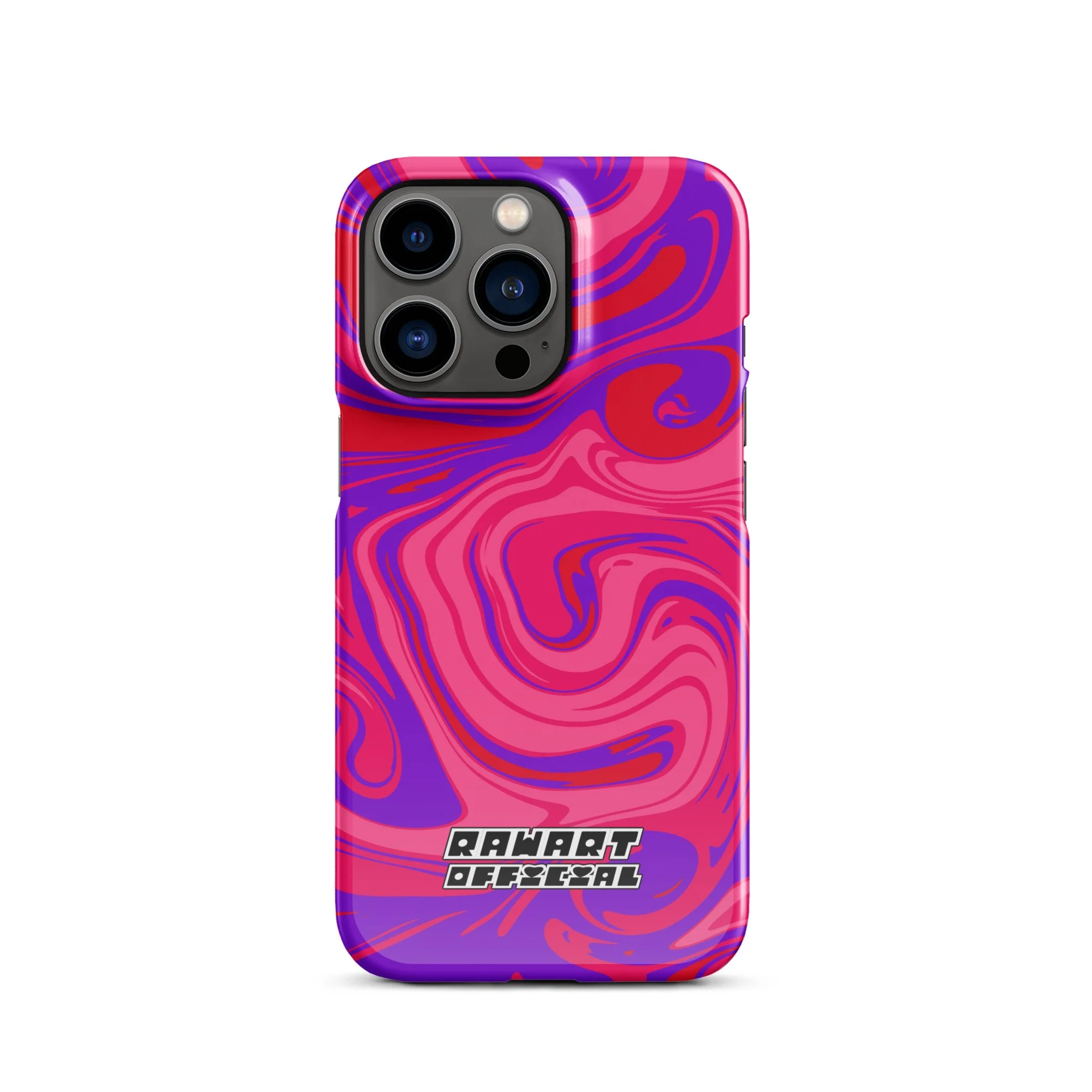 🍓🎆 “Berry Blast Swirl” Snap-On iPhone® Case │ Neon Magenta-Purple Y2K Cover 🎆🍓 - POP ARTIST @RAWARTOFFICIAL