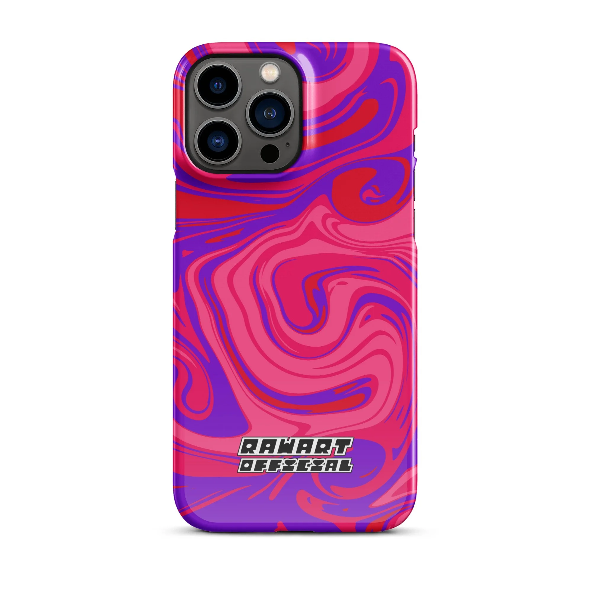 🍓🎆 “Berry Blast Swirl” Snap-On iPhone® Case │ Neon Magenta-Purple Y2K Cover 🎆🍓 - POP ARTIST @RAWARTOFFICIAL