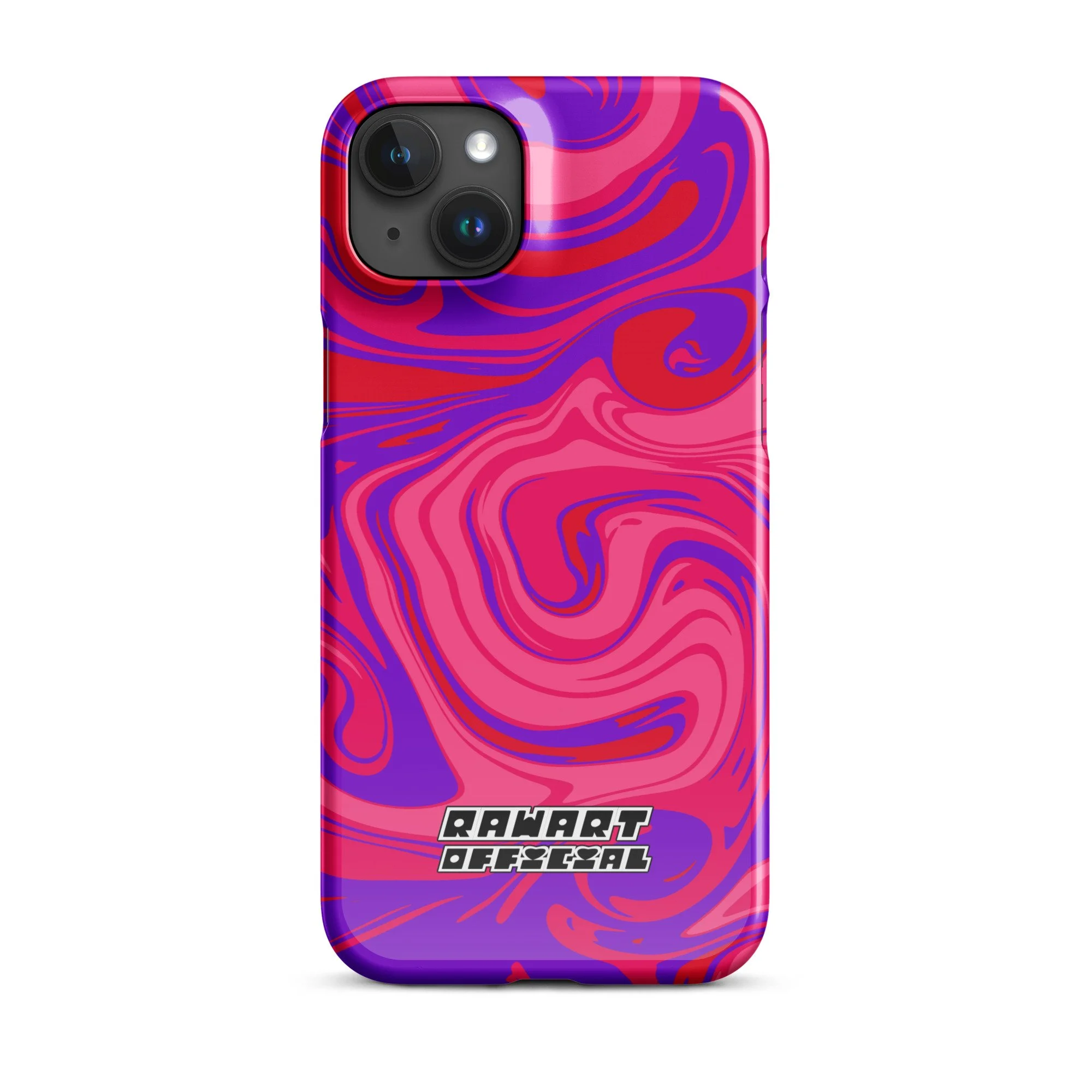🍓🎆 “Berry Blast Swirl” Snap-On iPhone® Case │ Neon Magenta-Purple Y2K Cover 🎆🍓 - POP ARTIST @RAWARTOFFICIAL