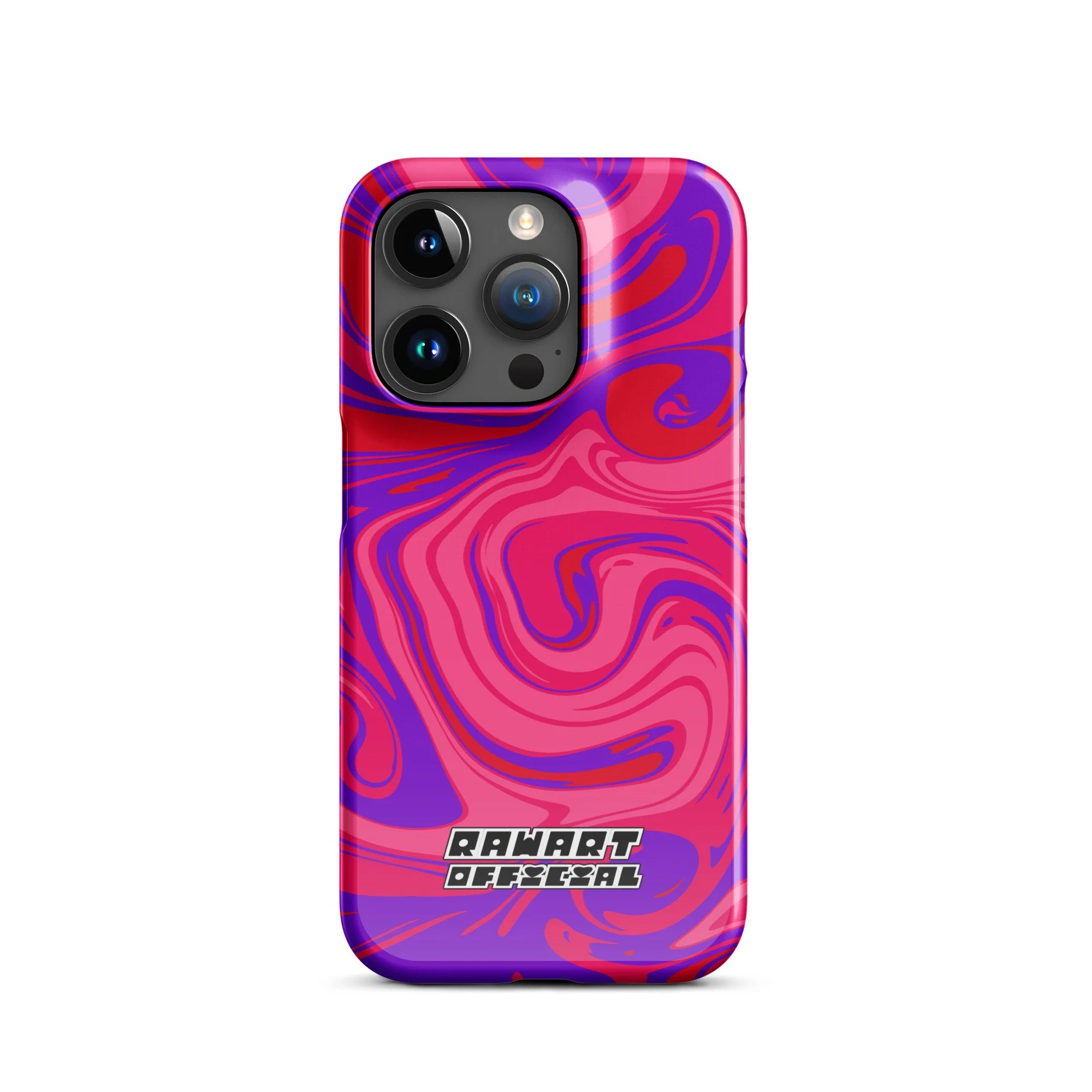 🍓🎆 “Berry Blast Swirl” Snap-On iPhone® Case │ Neon Magenta-Purple Y2K Cover 🎆🍓 - POP ARTIST @RAWARTOFFICIAL