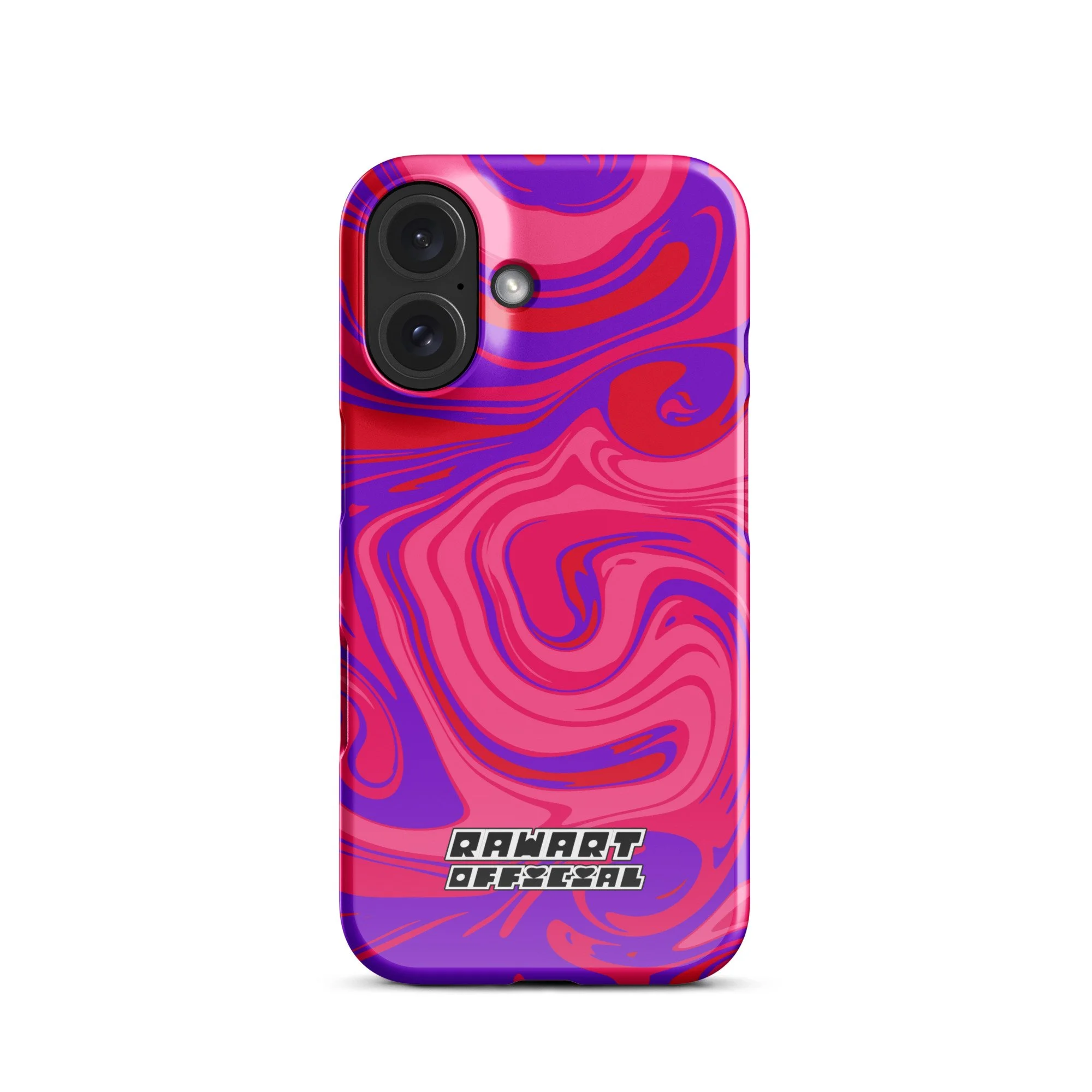 🍓🎆 “Berry Blast Swirl” Snap-On iPhone® Case │ Neon Magenta-Purple Y2K Cover 🎆🍓 - POP ARTIST @RAWARTOFFICIAL