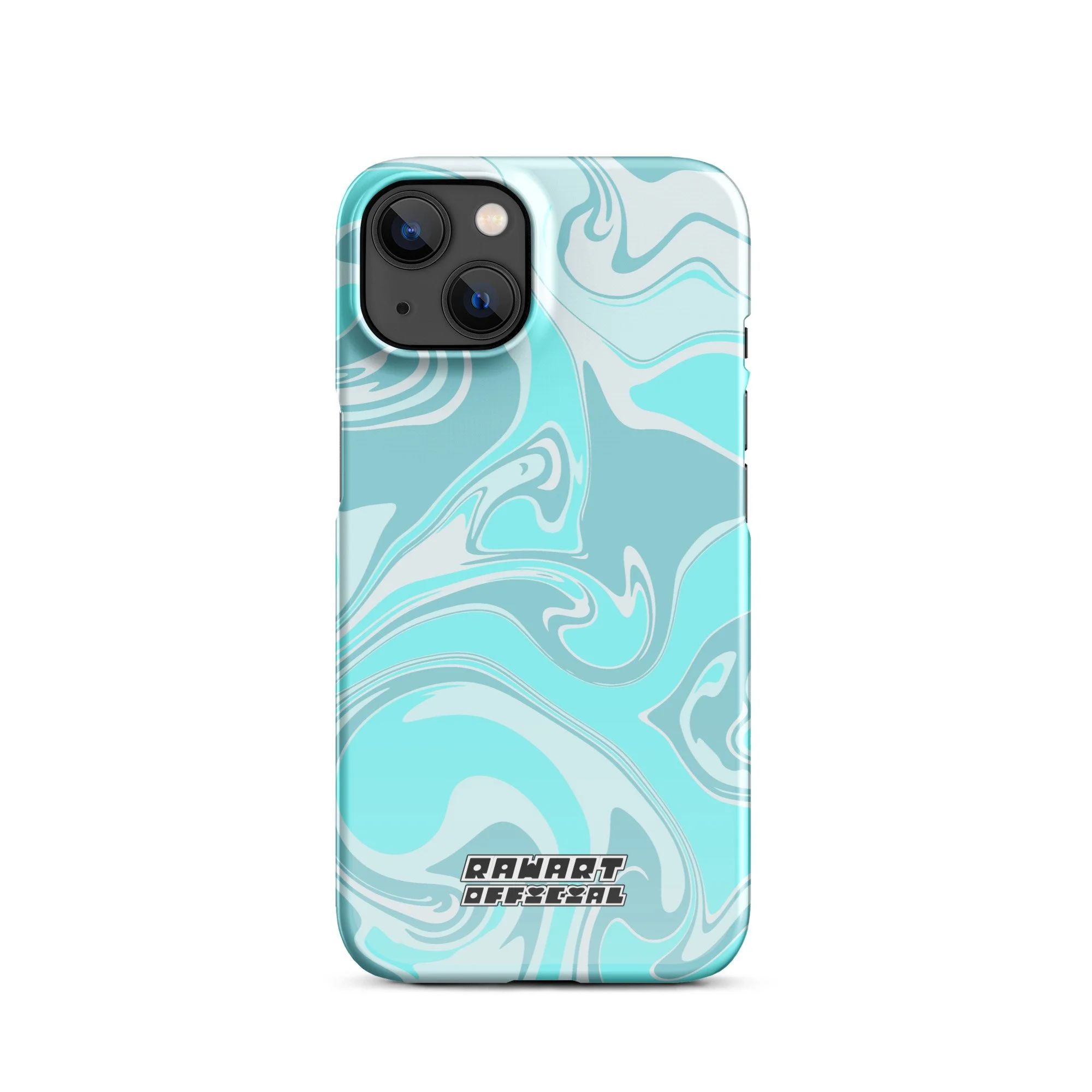🌬️💙 “In the Clouds Swirl” Snap-On iPhone® Case │ Pastel Aqua Y2K Gloss Cover 💙🌬️ - POP ARTIST @RAWARTOFFICIAL