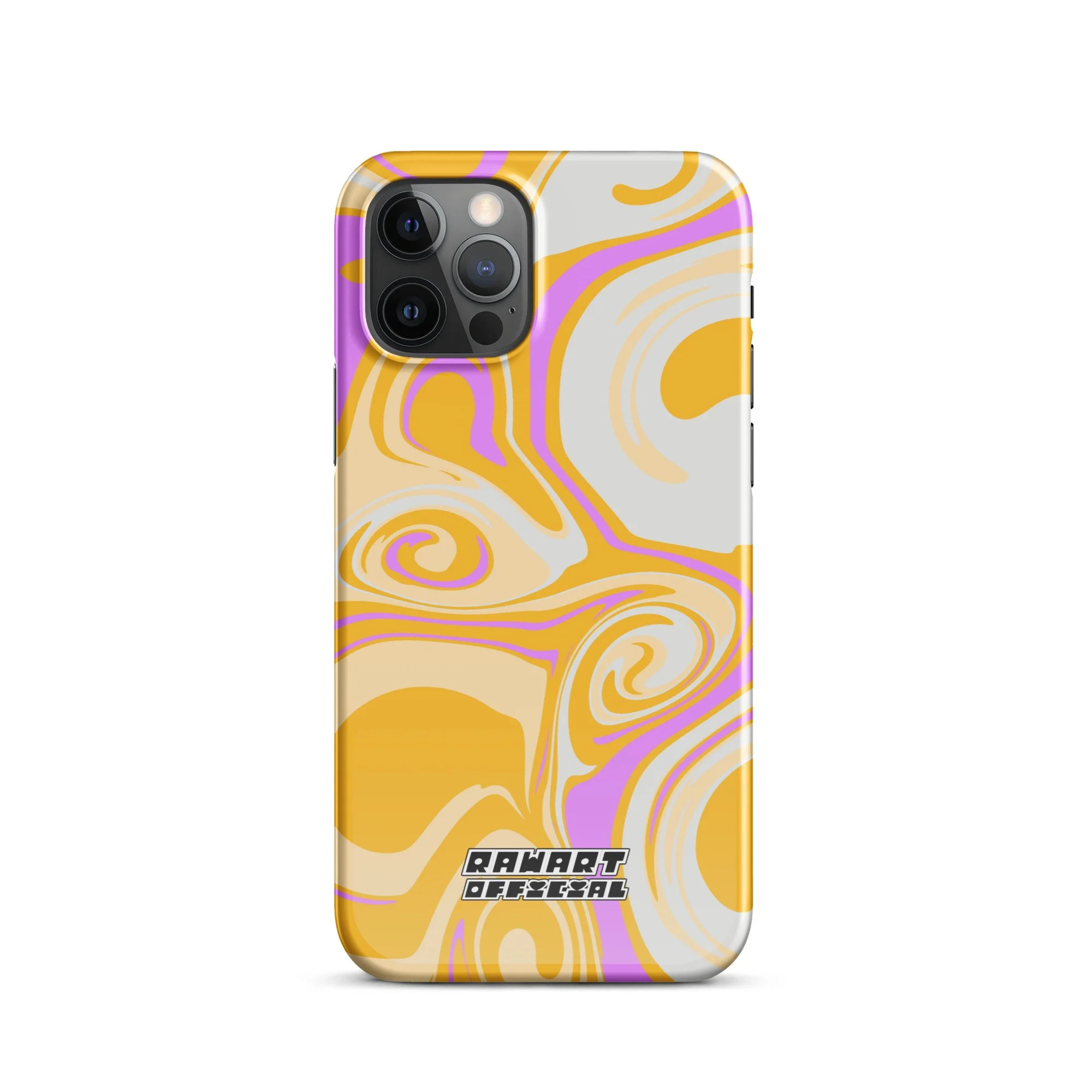 🥭💖 “Mango Swirl” Snap-On iPhone® Case │ Neon Peach-Gold Y2K Gloss Cover 💖🥭 - POP ARTIST @RAWARTOFFICIAL