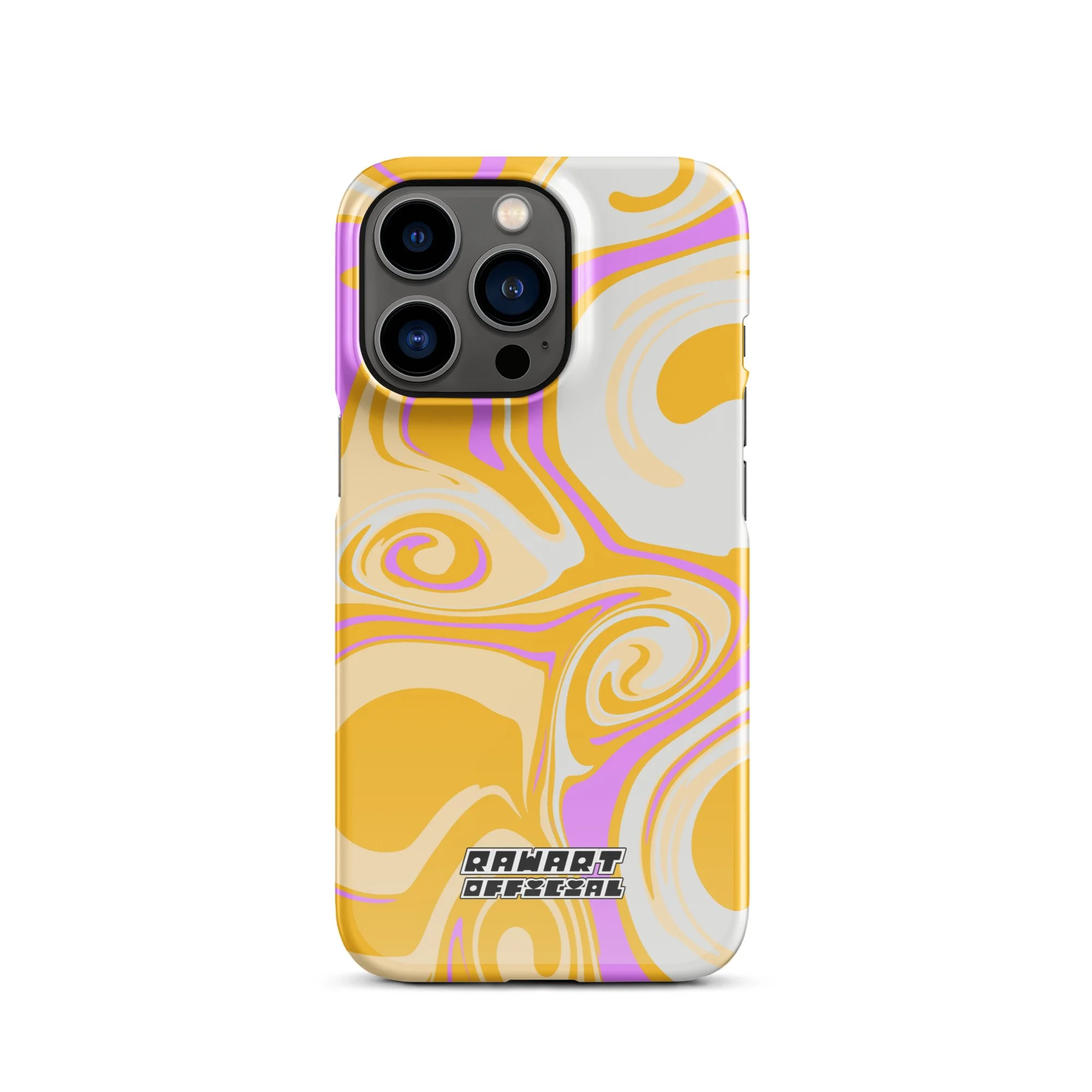 🥭💖 “Mango Swirl” Snap-On iPhone® Case │ Neon Peach-Gold Y2K Gloss Cover 💖🥭 - POP ARTIST @RAWARTOFFICIAL