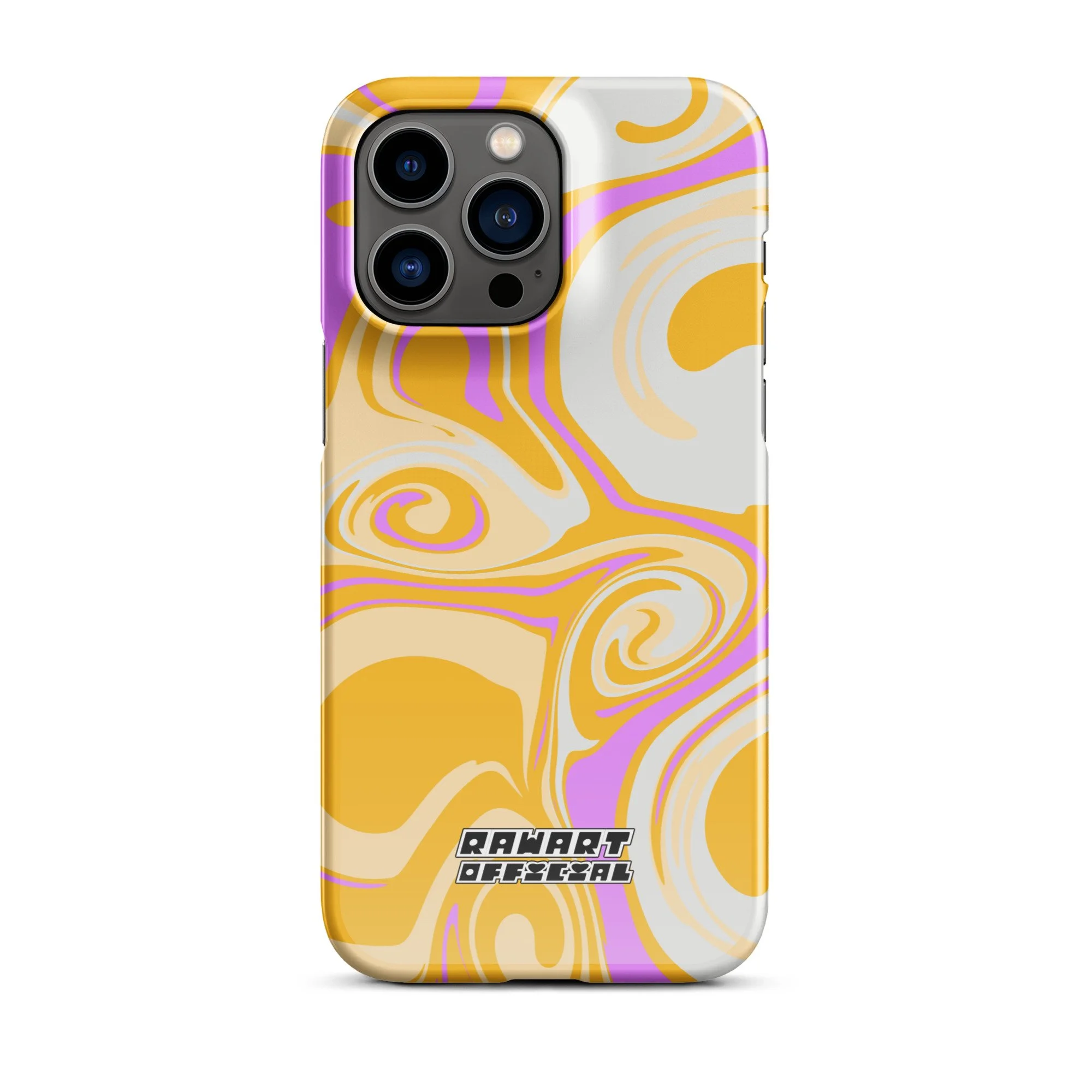🥭💖 “Mango Swirl” Snap-On iPhone® Case │ Neon Peach-Gold Y2K Gloss Cover 💖🥭 - POP ARTIST @RAWARTOFFICIAL