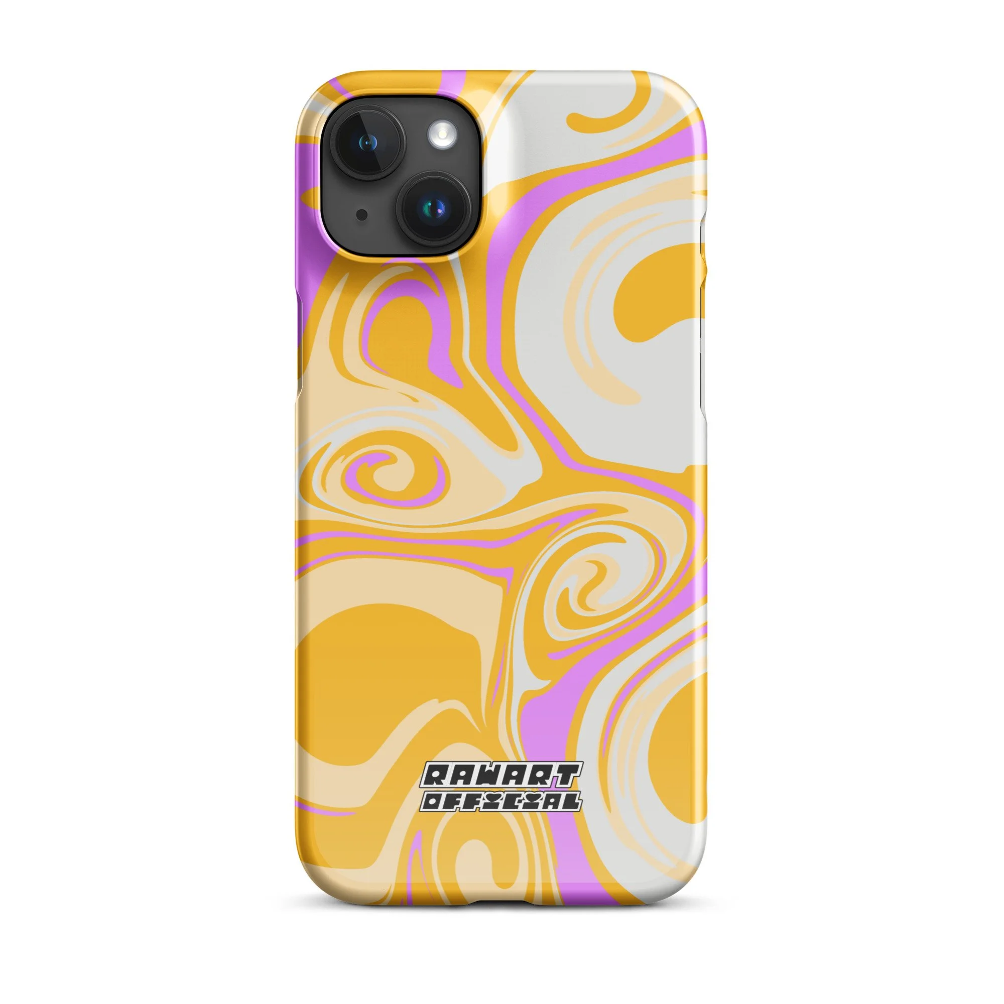 🥭💖 “Mango Swirl” Snap-On iPhone® Case │ Neon Peach-Gold Y2K Gloss Cover 💖🥭 - POP ARTIST @RAWARTOFFICIAL