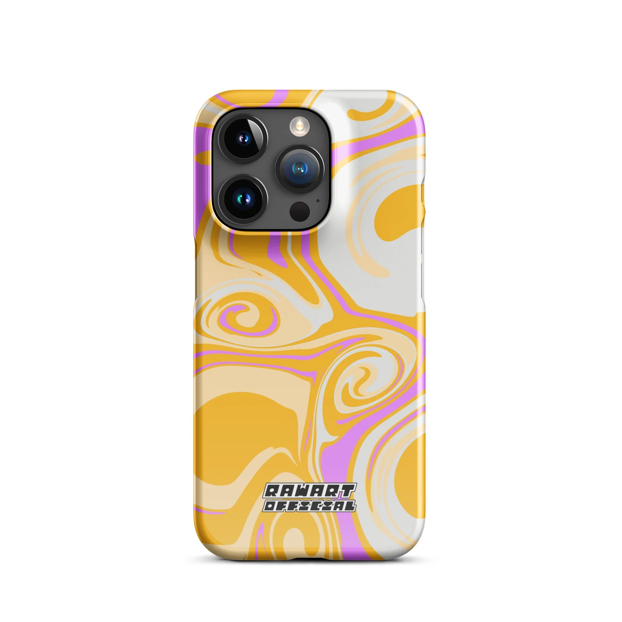🥭💖 “Mango Swirl” Snap-On iPhone® Case │ Neon Peach-Gold Y2K Gloss Cover 💖🥭 - POP ARTIST @RAWARTOFFICIAL