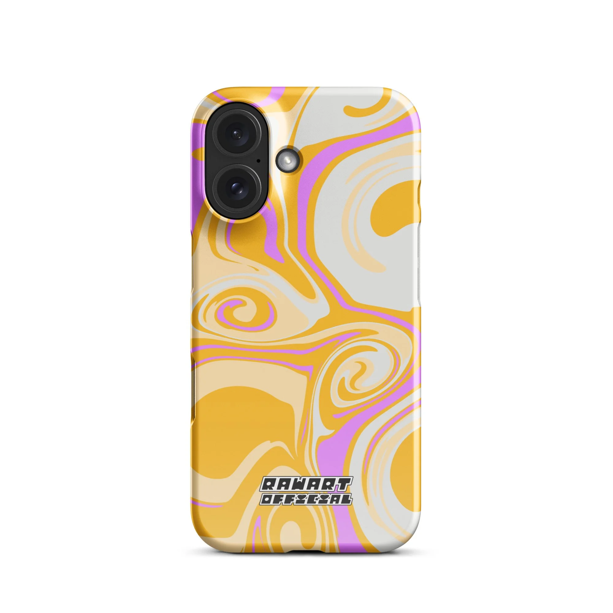 🥭💖 “Mango Swirl” Snap-On iPhone® Case │ Neon Peach-Gold Y2K Gloss Cover 💖🥭 - POP ARTIST @RAWARTOFFICIAL