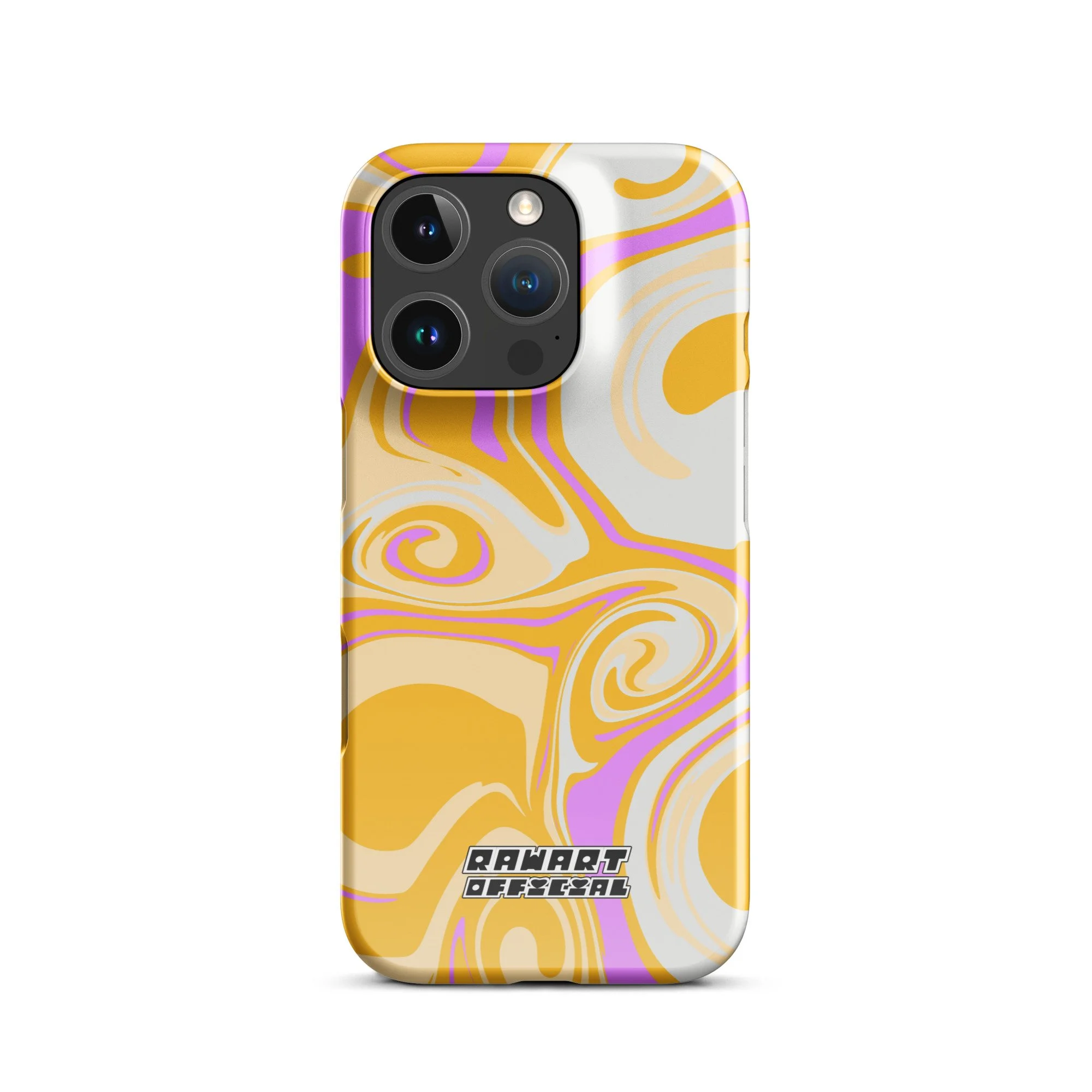 🥭💖 “Mango Swirl” Snap-On iPhone® Case │ Neon Peach-Gold Y2K Gloss Cover 💖🥭 - POP ARTIST @RAWARTOFFICIAL