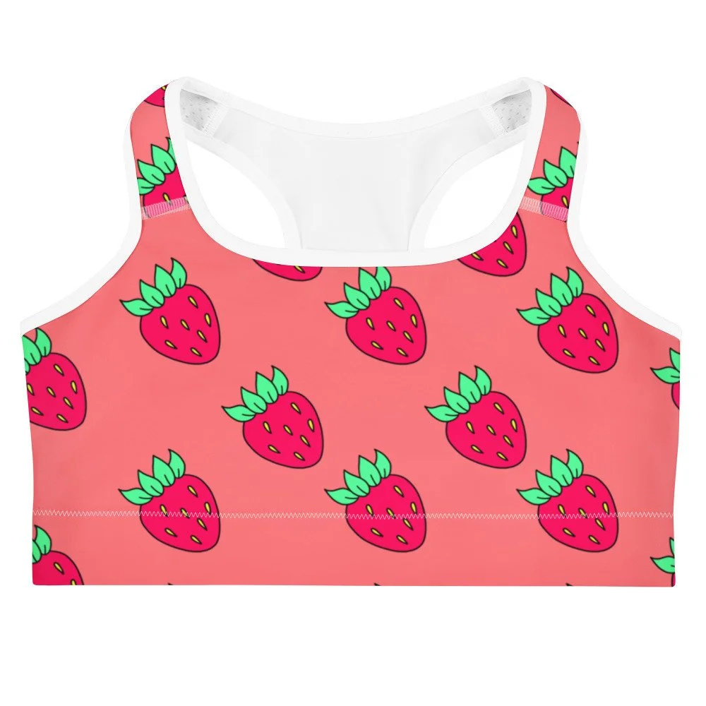 Strawberry Sports Bra 🍓 | Y2K Retro Activewear Vibes - POP ARTIST @RAWARTOFFICIAL