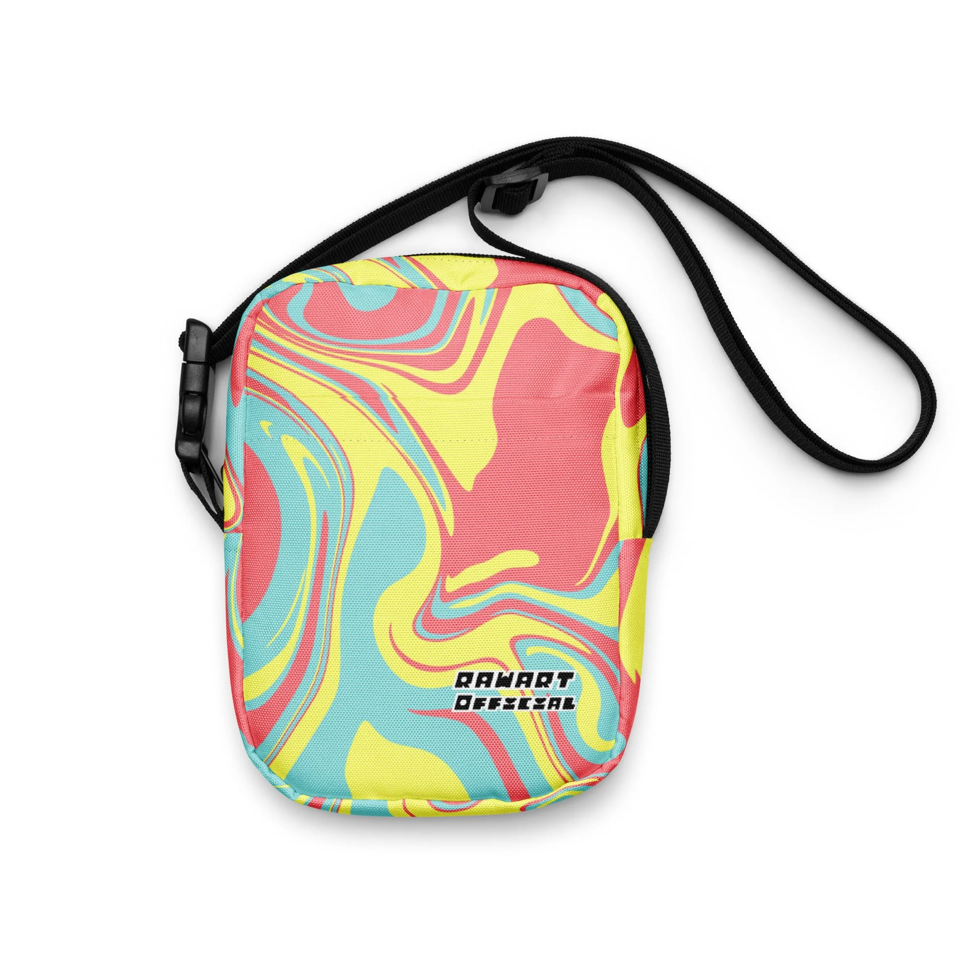 🌈🌀 Psychedelic Swirl Utility Crossbody Bag | Y2K Neon Marble Festival Satchel 🔥✨ - POP ARTIST @RAWARTOFFICIAL