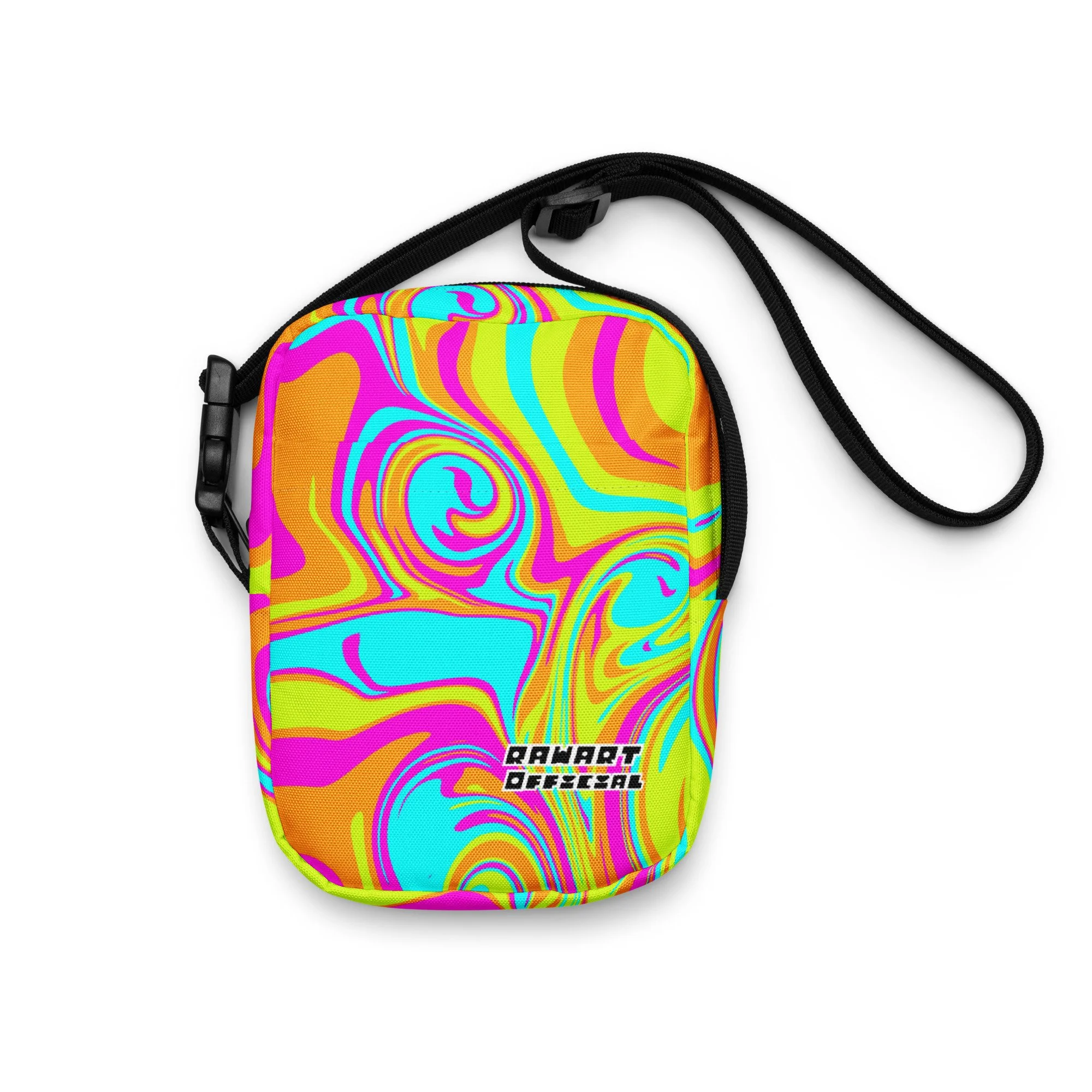 🌈⚡️ Neon Swirl Utility Crossbody Bag | Loud Y2K Rave Satchel for Festivals & Everyday Chaos 🌀✨ - POP ARTIST @RAWARTOFFICIAL