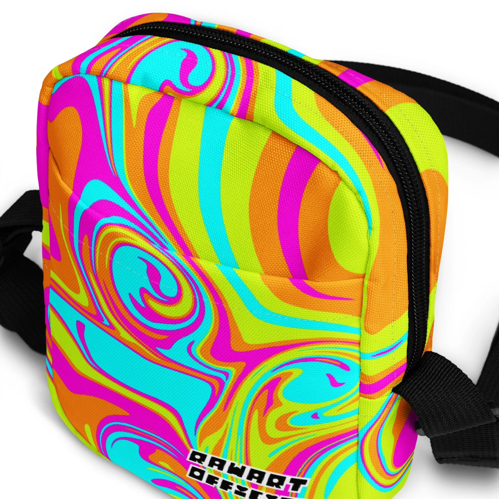 🌈⚡️ Neon Swirl Utility Crossbody Bag | Loud Y2K Rave Satchel for Festivals & Everyday Chaos 🌀✨ - POP ARTIST @RAWARTOFFICIAL