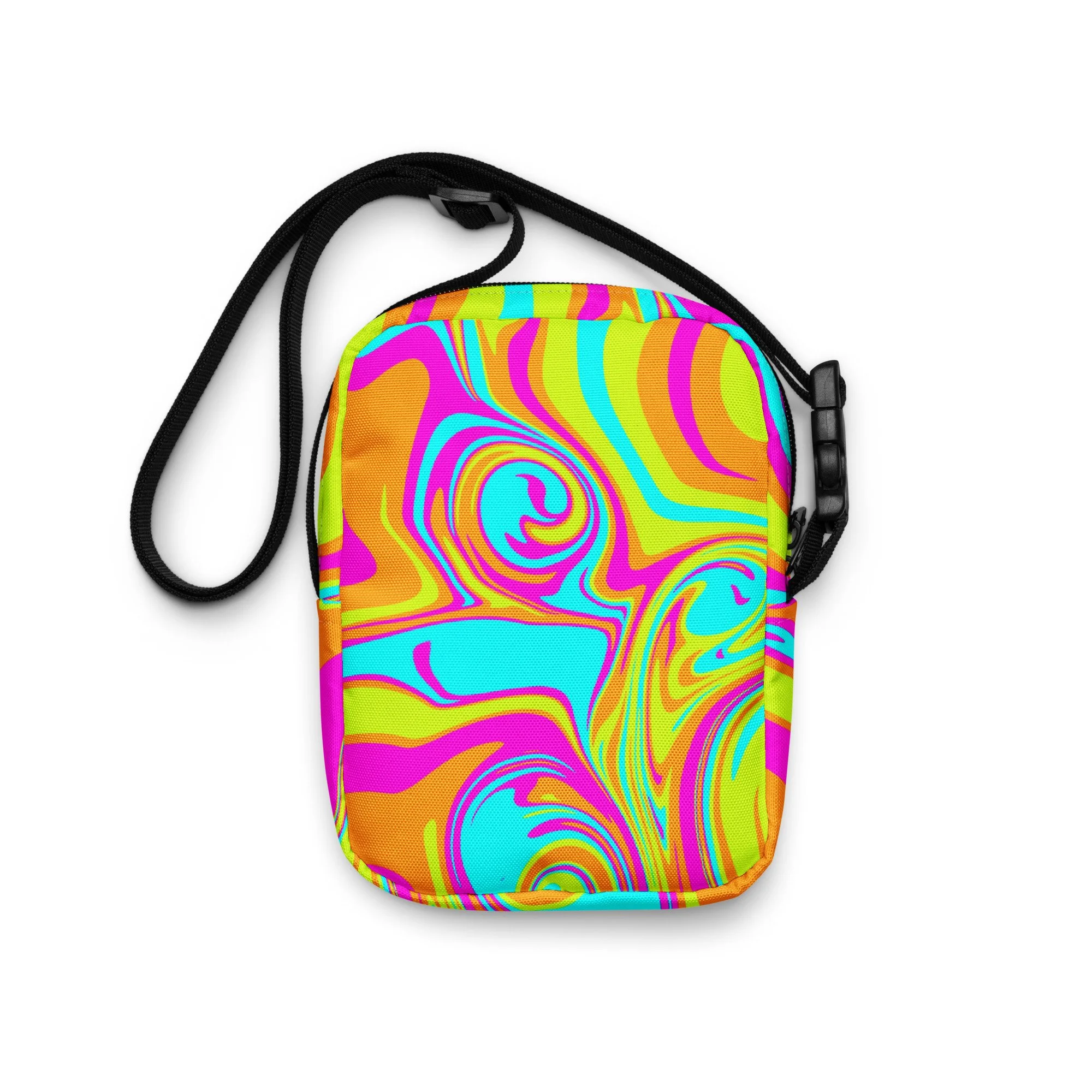 🌈⚡️ Neon Swirl Utility Crossbody Bag | Loud Y2K Rave Satchel for Festivals & Everyday Chaos 🌀✨ - POP ARTIST @RAWARTOFFICIAL