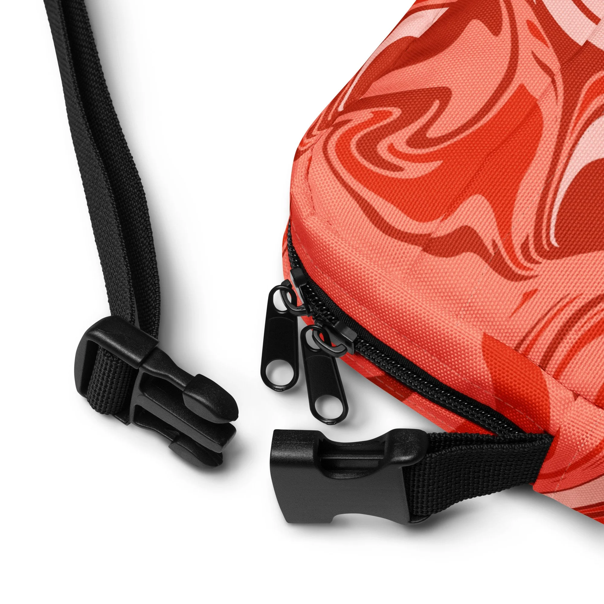 🍓 Strawberry Creamsicle Swirl Utility Crossbody Bag | Retro Y2K Festival Sling with Dopamine Swirl Print - POP ARTIST @RAWARTOFFICIAL