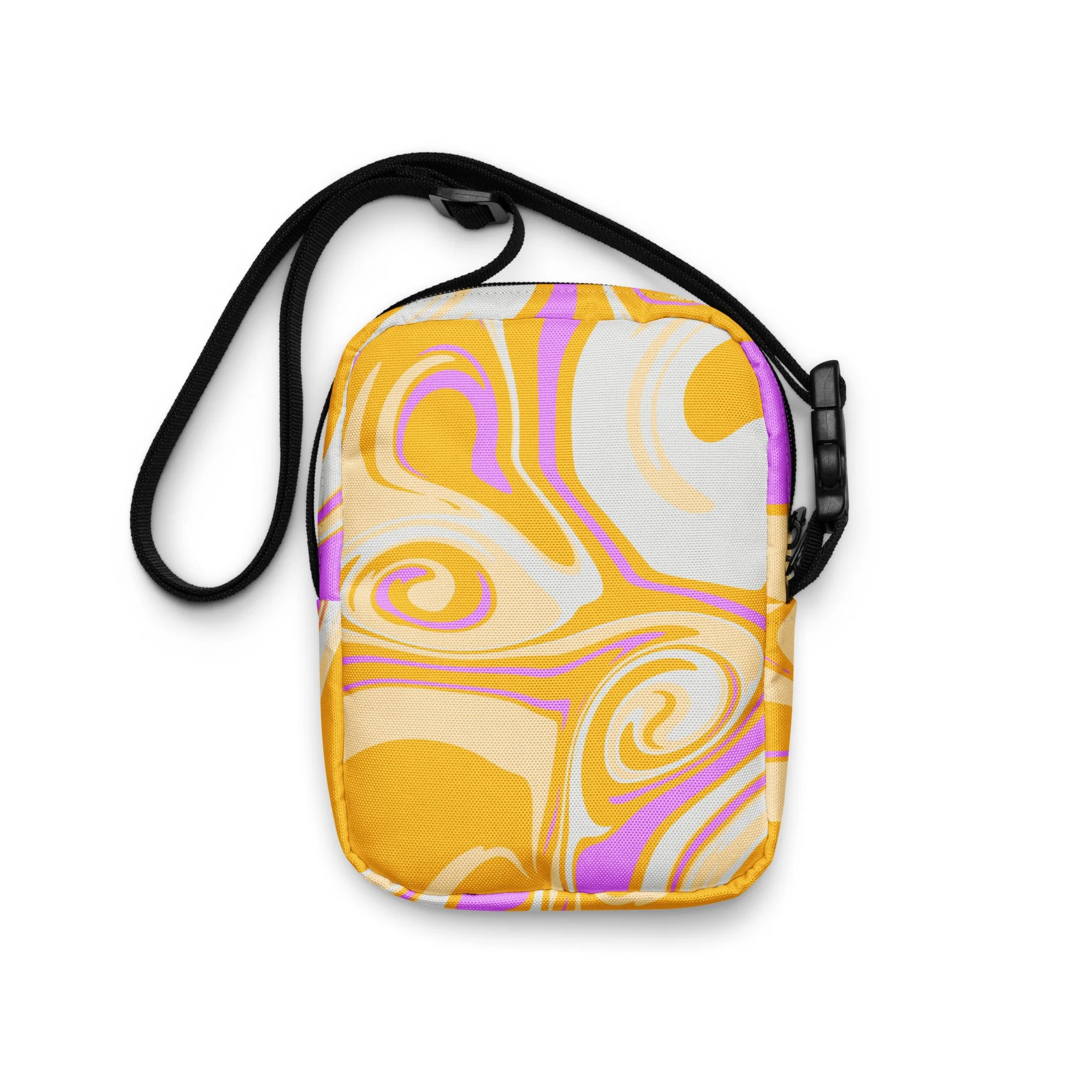 🍑 Mango Swirl Utility Crossbody Bag | Retro Marbled Festival Sling by RAW ART Official - POP ARTIST @RAWARTOFFICIAL