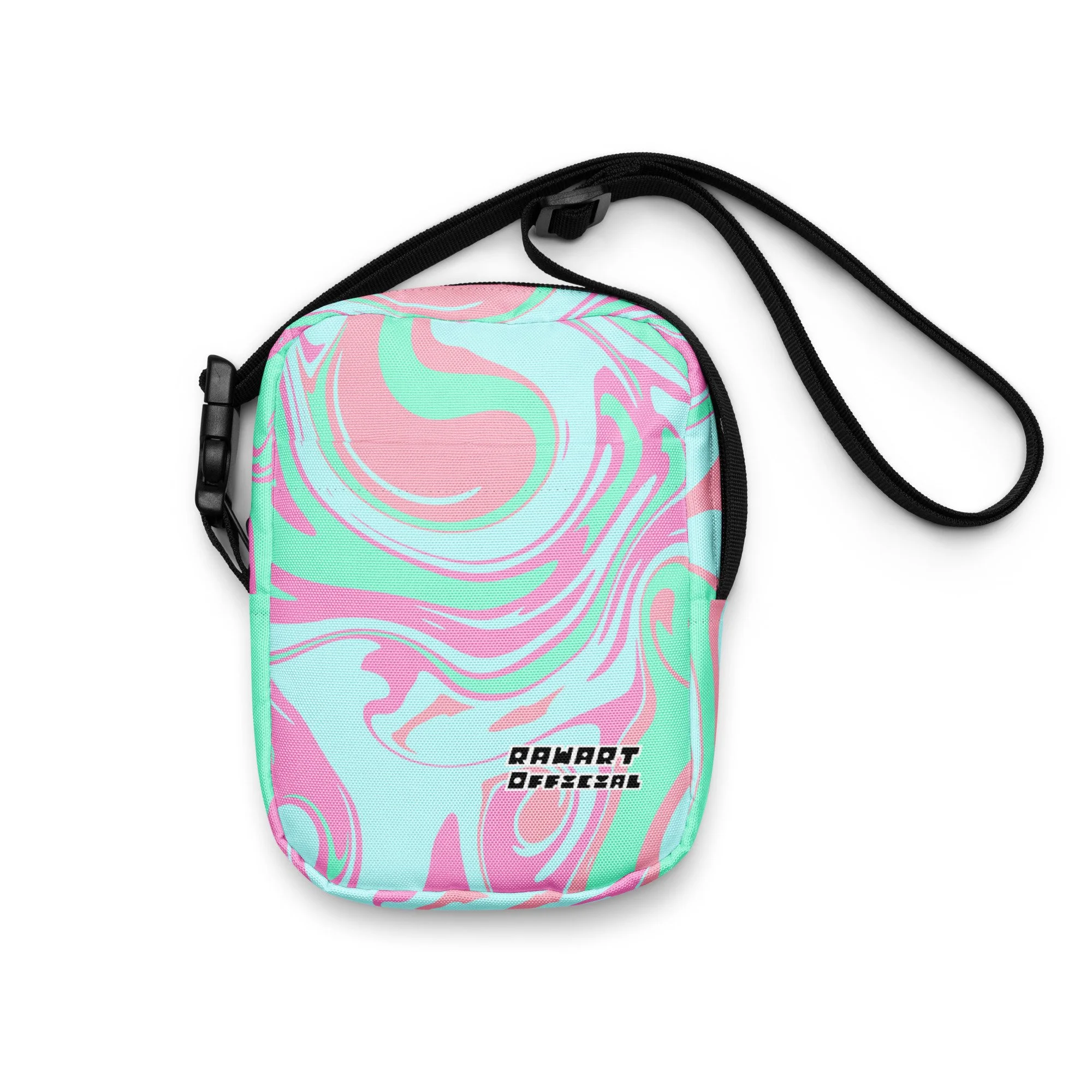 🍭 Cotton Candy Swirl Utility Crossbody Bag | Pastel Festival Mini Bag by RAW ART Official - POP ARTIST @RAWARTOFFICIAL