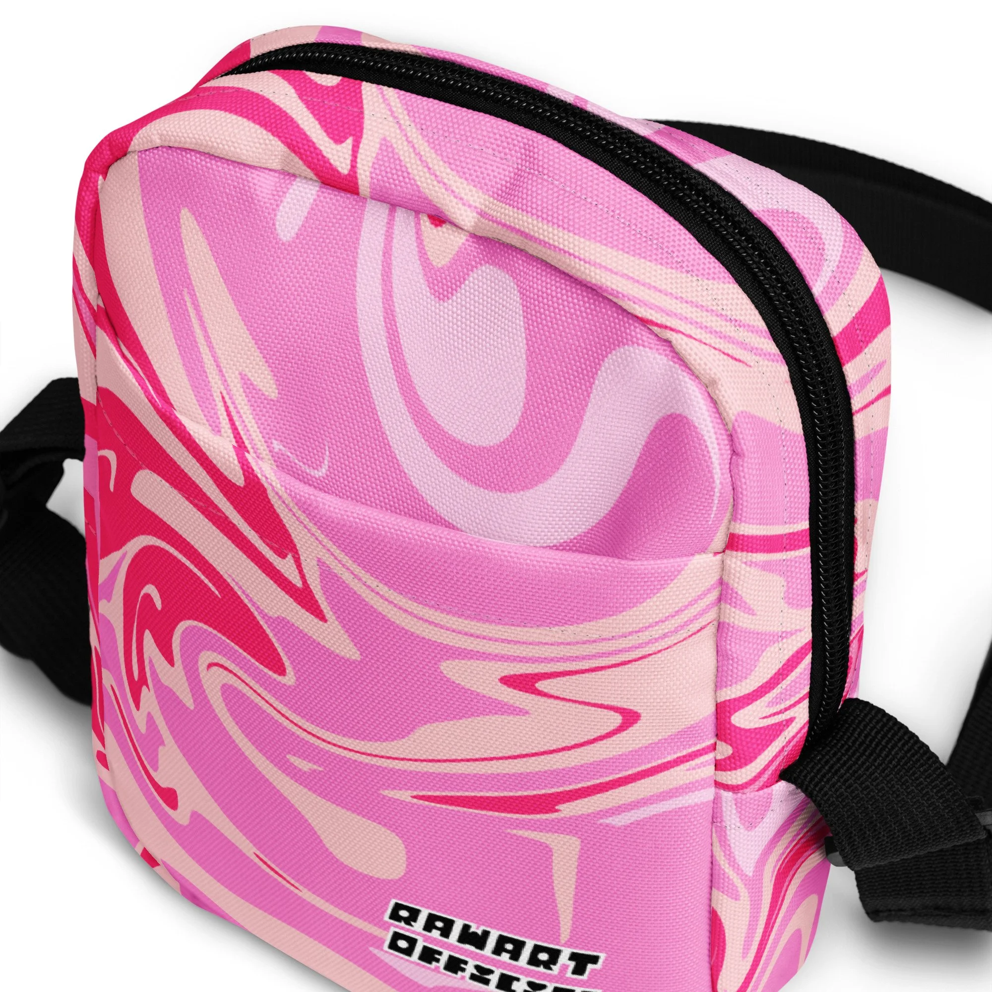 💗 Bubblegum Swirl Utility Crossbody Bag | Y2K Mini Bag by RAW ART Official - POP ARTIST @RAWARTOFFICIAL