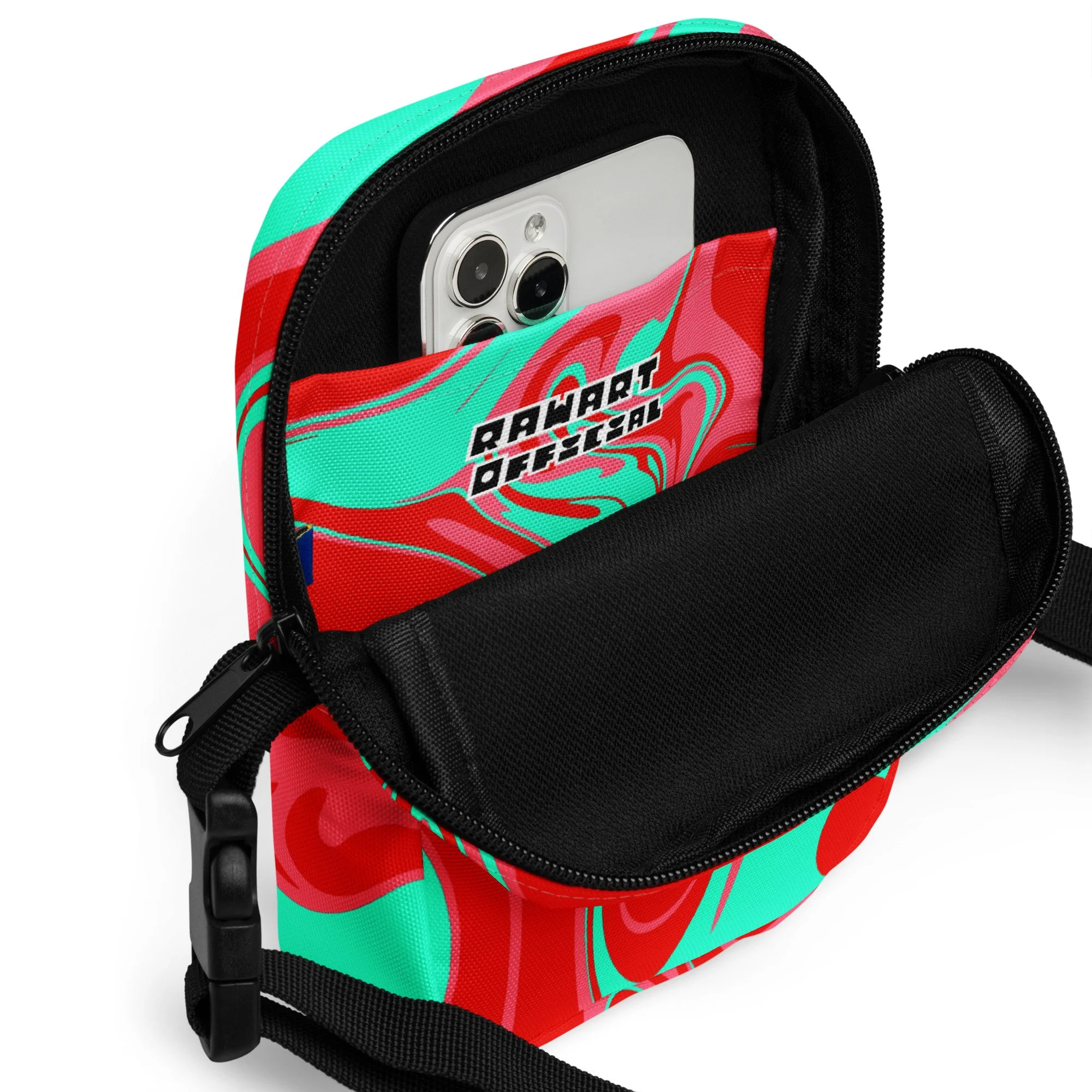 💚 Holiday Mint Swirl Utility Crossbody Bag | Y2K Mini Bag by RAW ART Official - POP ARTIST @RAWARTOFFICIAL