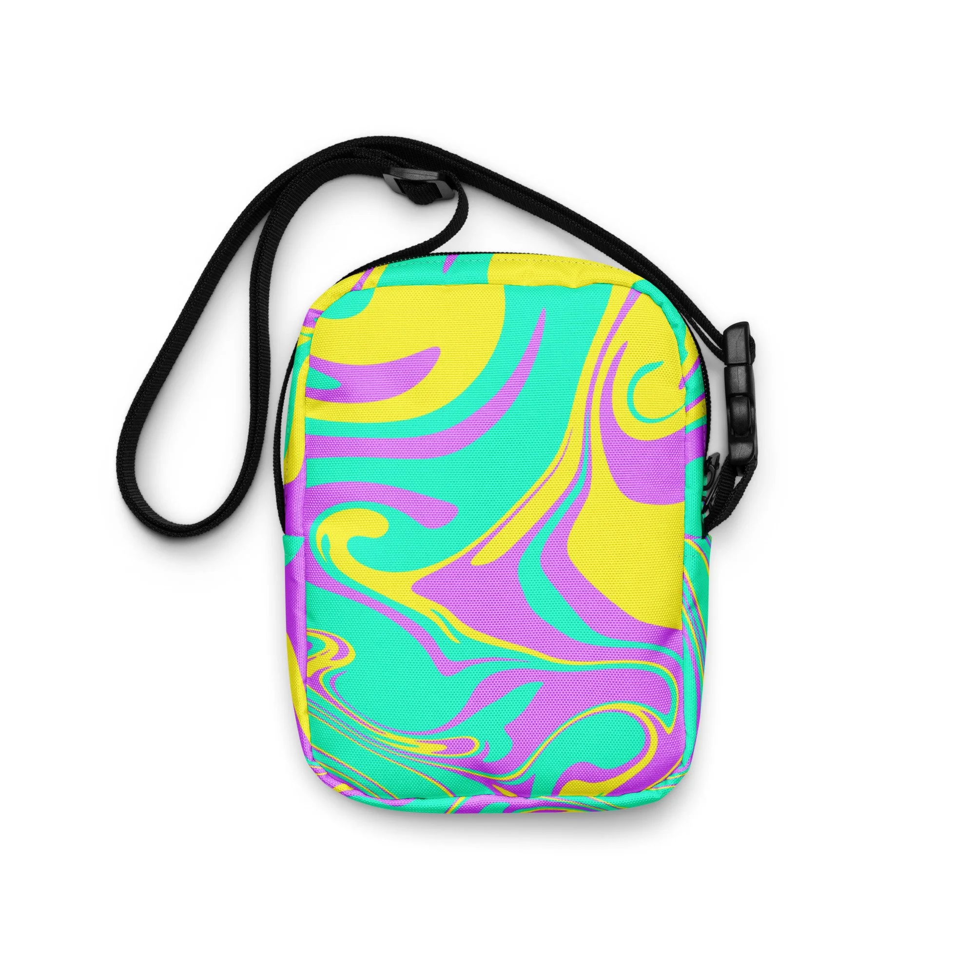💛 Groovy Swirl Utility Crossbody Bag | Y2K Mini Bag by RAW ART Official - POP ARTIST @RAWARTOFFICIAL