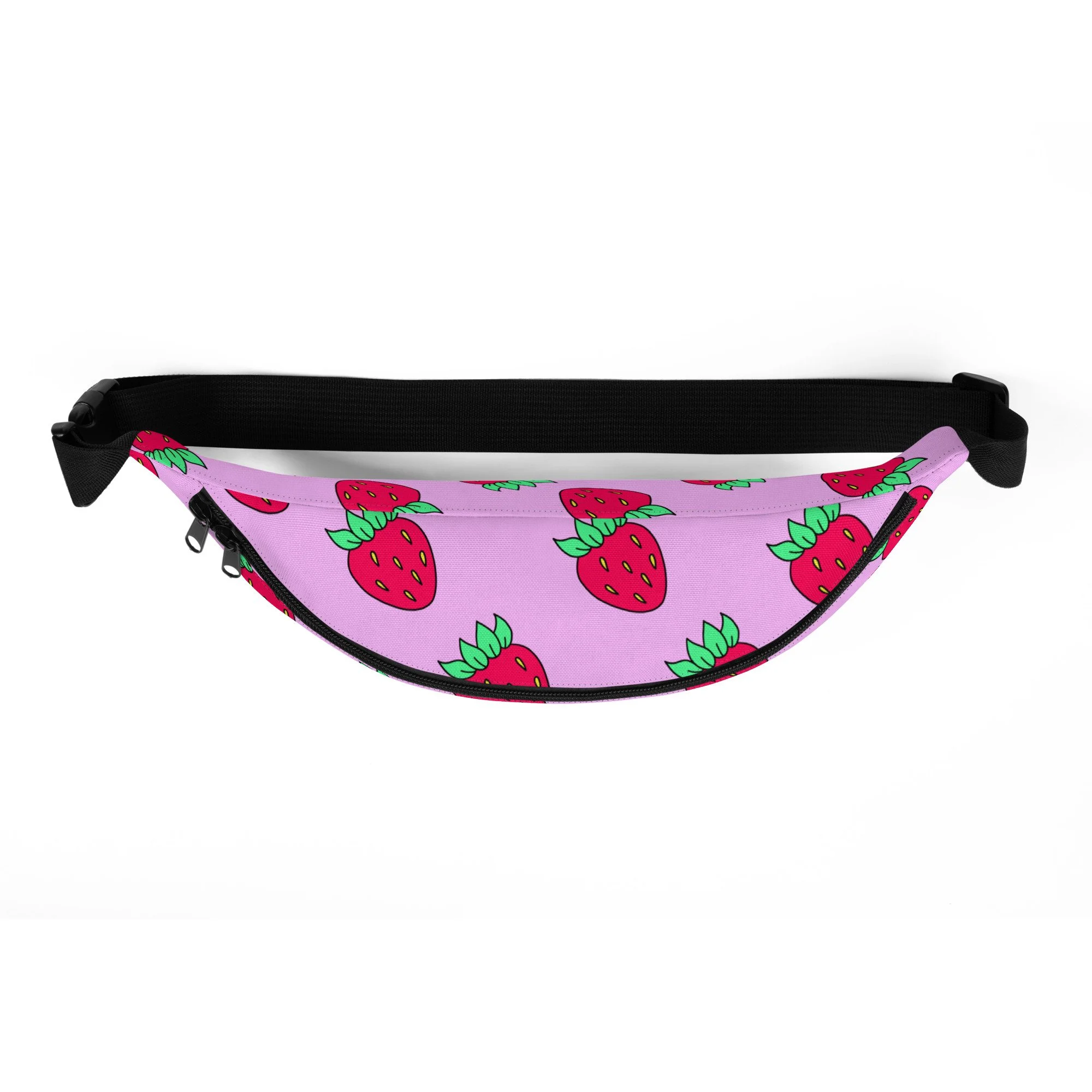 Y2K Pink Strawberry Fanny Pack – Kawaii Bubblegum Waist Bag, 2000s Festival Accessory by RAW ART Official - POP ARTIST @RAWARTOFFICIAL