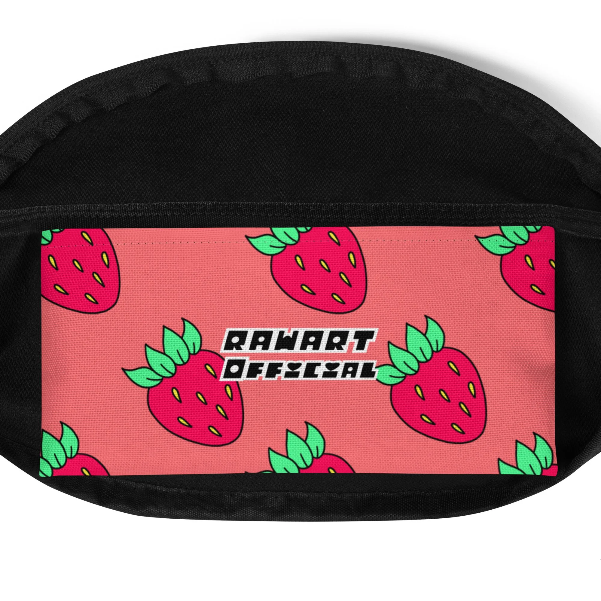 Y2K Strawberry Fanny Pack - Kawaii Coral Waist Bag, 2000s Aesthetic Streetwear by RAW ART Official - POP ARTIST @RAWARTOFFICIAL