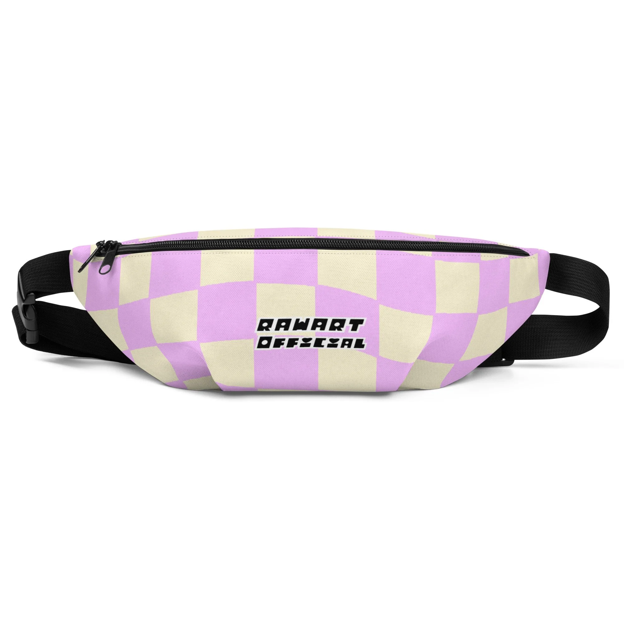 Retro Purple Checkered Fanny Pack – Water-Resistant Hip Bag | Festival & Travel Waist Pack - POP ARTIST @RAWARTOFFICIAL