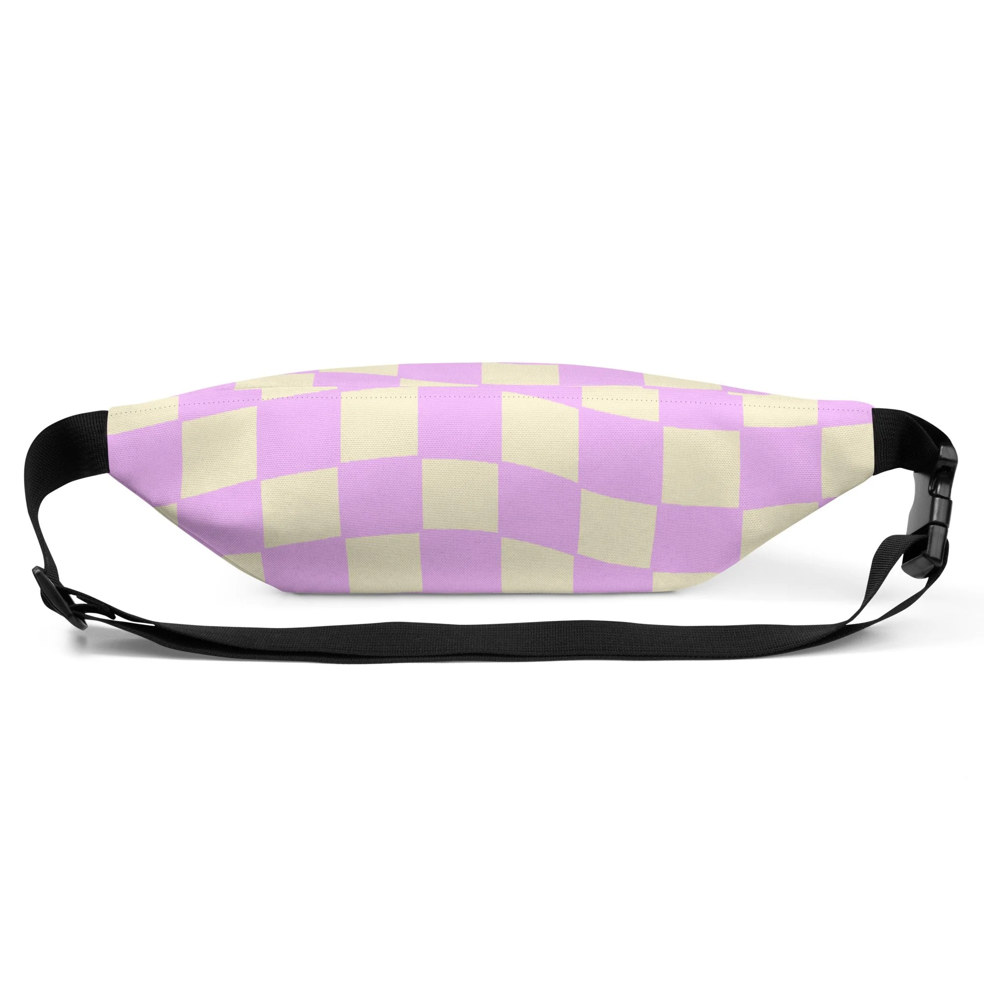 Retro Purple Checkered Fanny Pack – Water-Resistant Hip Bag | Festival & Travel Waist Pack - POP ARTIST @RAWARTOFFICIAL