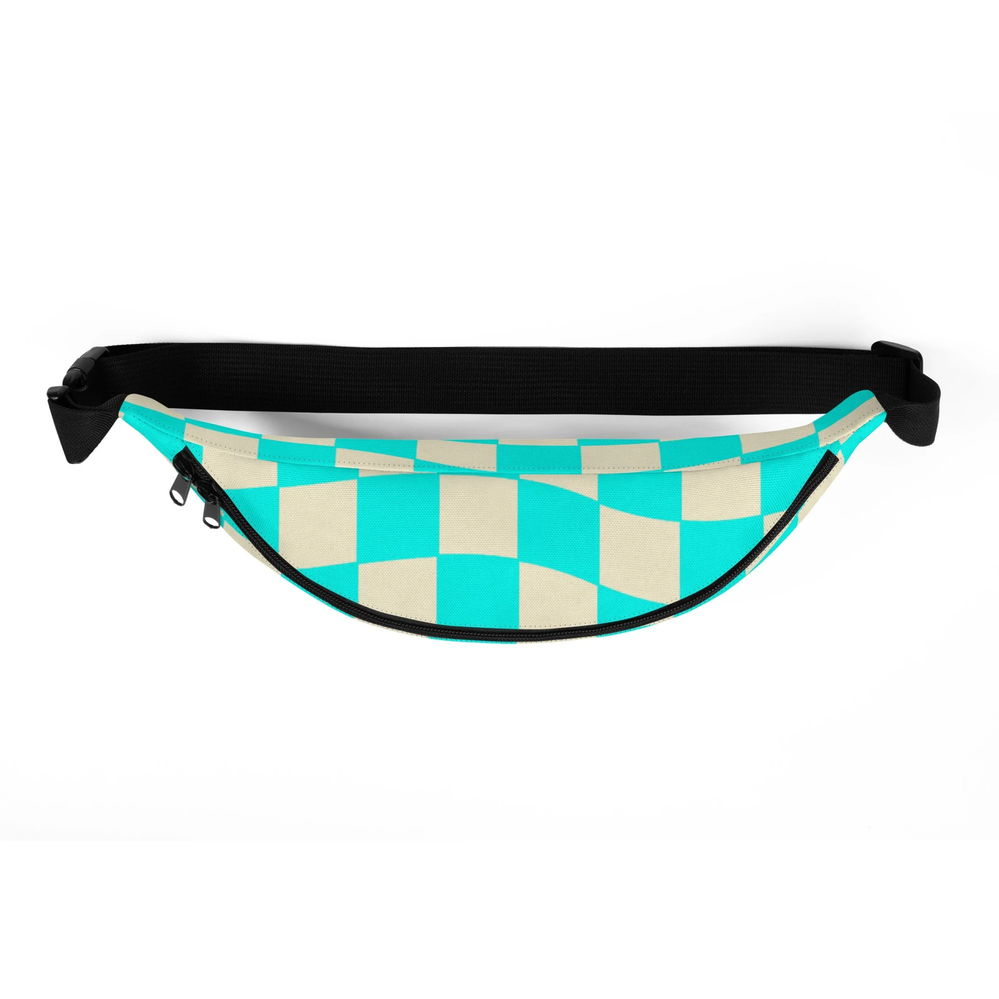 Retro Mint Checkered Print Fanny Pack - POP ARTIST @RAWARTOFFICIAL