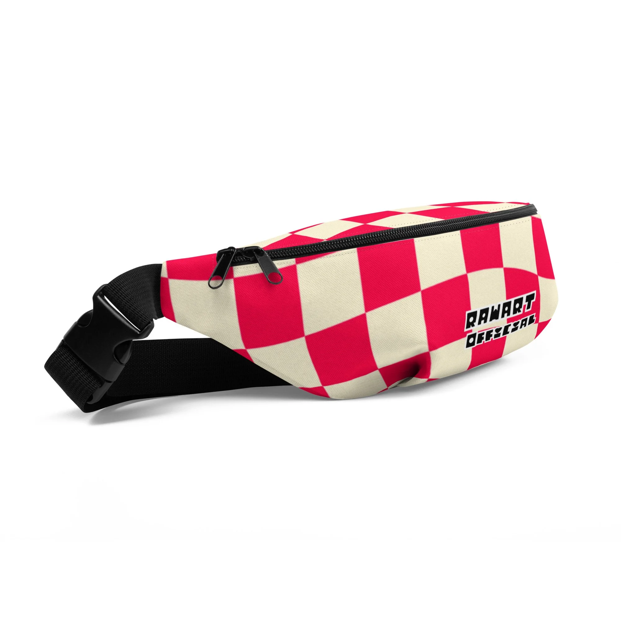 Retro Red Checkered Print Fanny Pack - POP ARTIST @RAWARTOFFICIAL