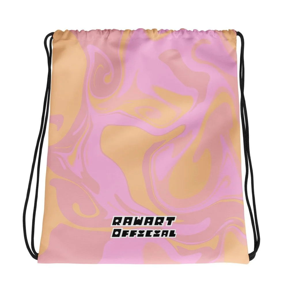 🌸🌞 “Nude Swirl” Drawstring Bag │ Peach-n-Pink Pastel Y2K Gym Sack 🌞🌸 - POP ARTIST @RAWARTOFFICIAL