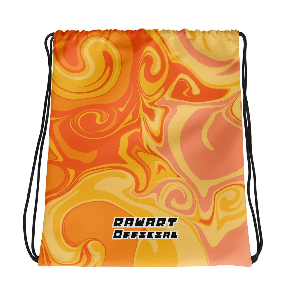 🍊🍭 “Orange Lollipop” Swirl Drawstring Bag │ Citrus-Burst Y2K Gym Sack 🍭🍊 - POP ARTIST @RAWARTOFFICIAL
