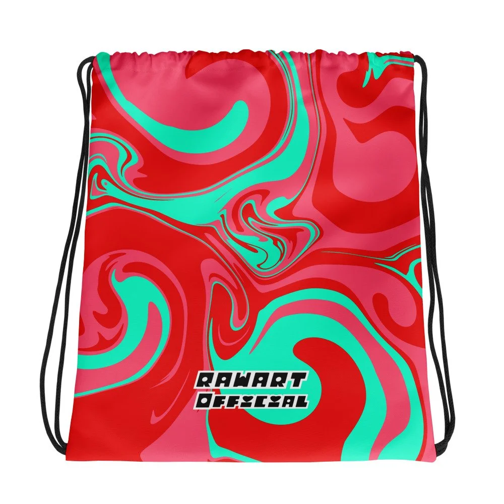 🎄🌀 “Holiday Mint” Swirl Drawstring Bag │ Festive Y2K Neon Backpack 🌀🎄 - POP ARTIST @RAWARTOFFICIAL