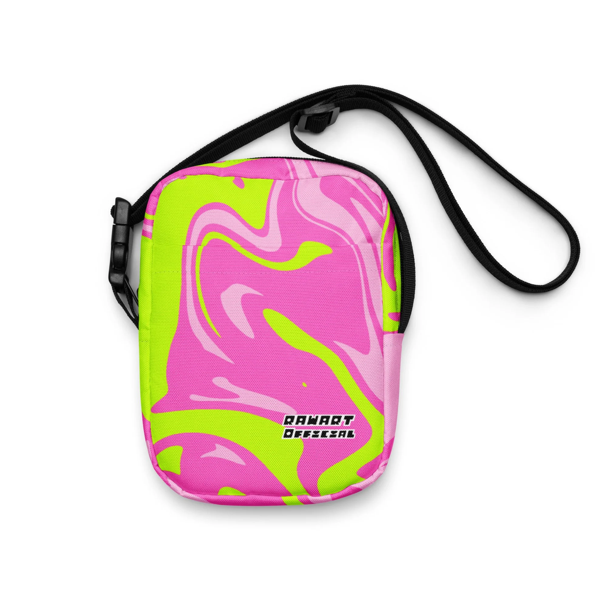 🌸💚 Spring Bloom Swirl Utility Crossbody Bag | Y2K Neon Mini Satchel 💚🌸 - POP ARTIST @RAWARTOFFICIAL