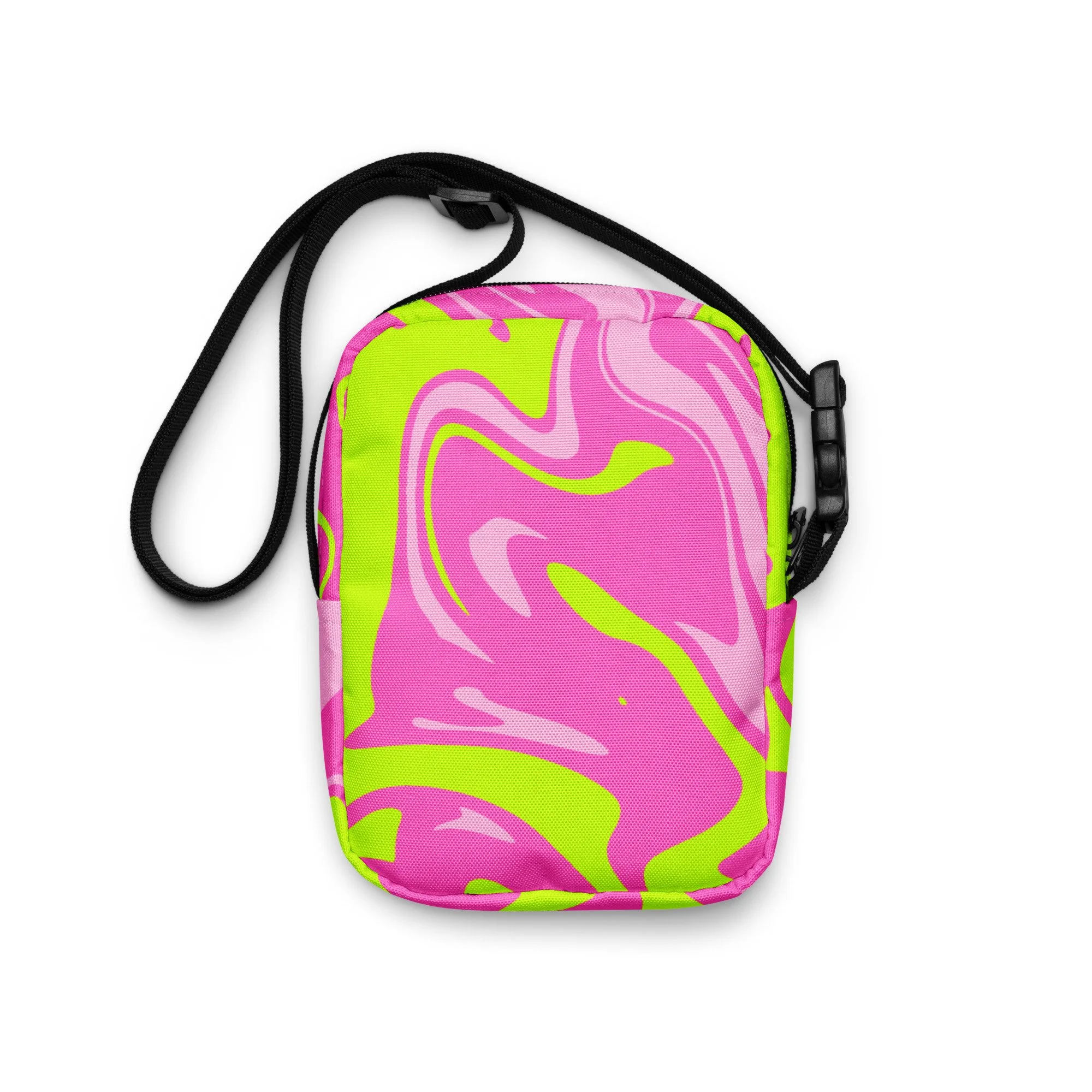 🌸💚 Spring Bloom Swirl Utility Crossbody Bag | Y2K Neon Mini Satchel 💚🌸 - POP ARTIST @RAWARTOFFICIAL