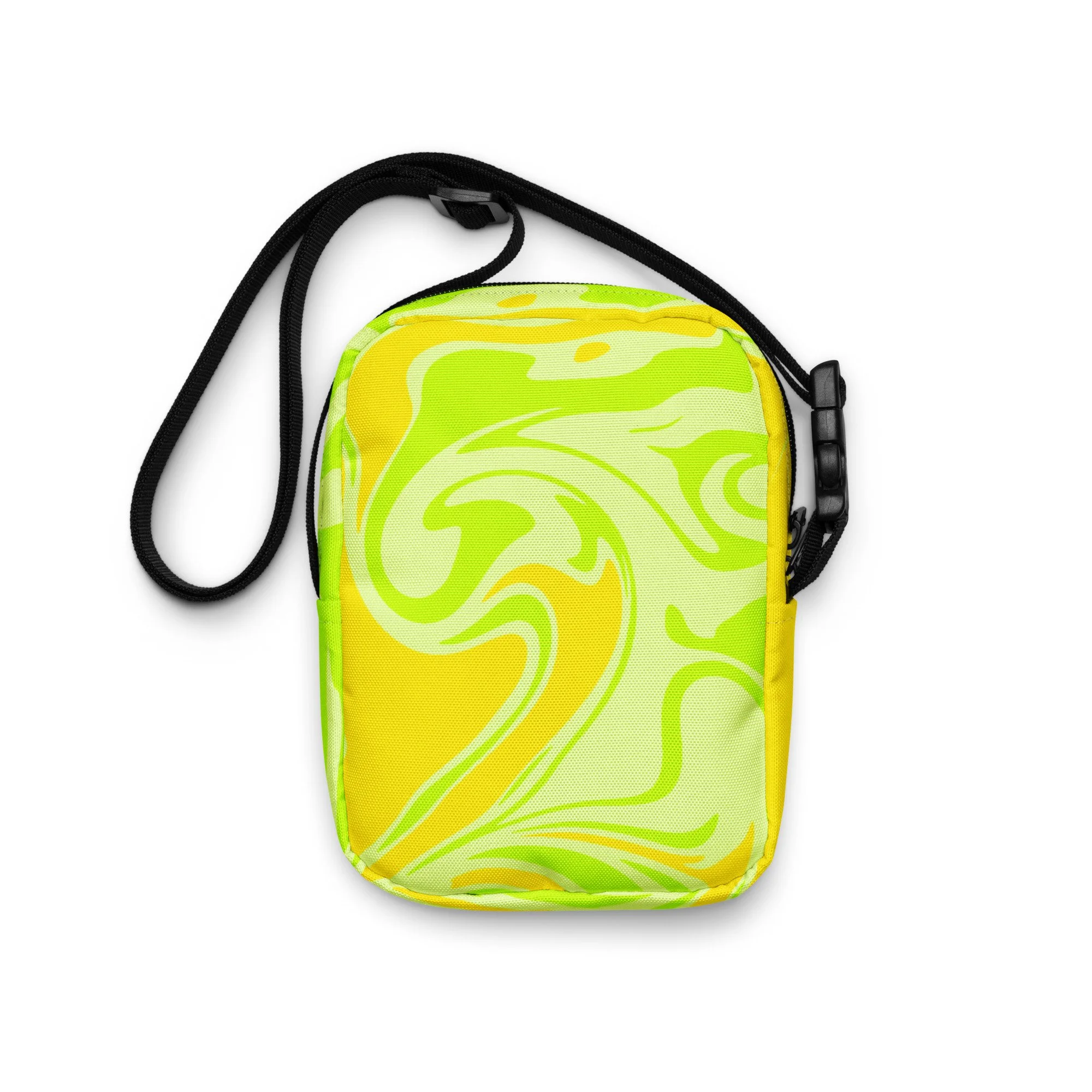 Spring Morning Swirl Utility Crossbody Bag | Neon Green & Yellow Y2K Mini Satchel โ๏ธ๐ - POP ARTIST @RAWARTOFFICIAL