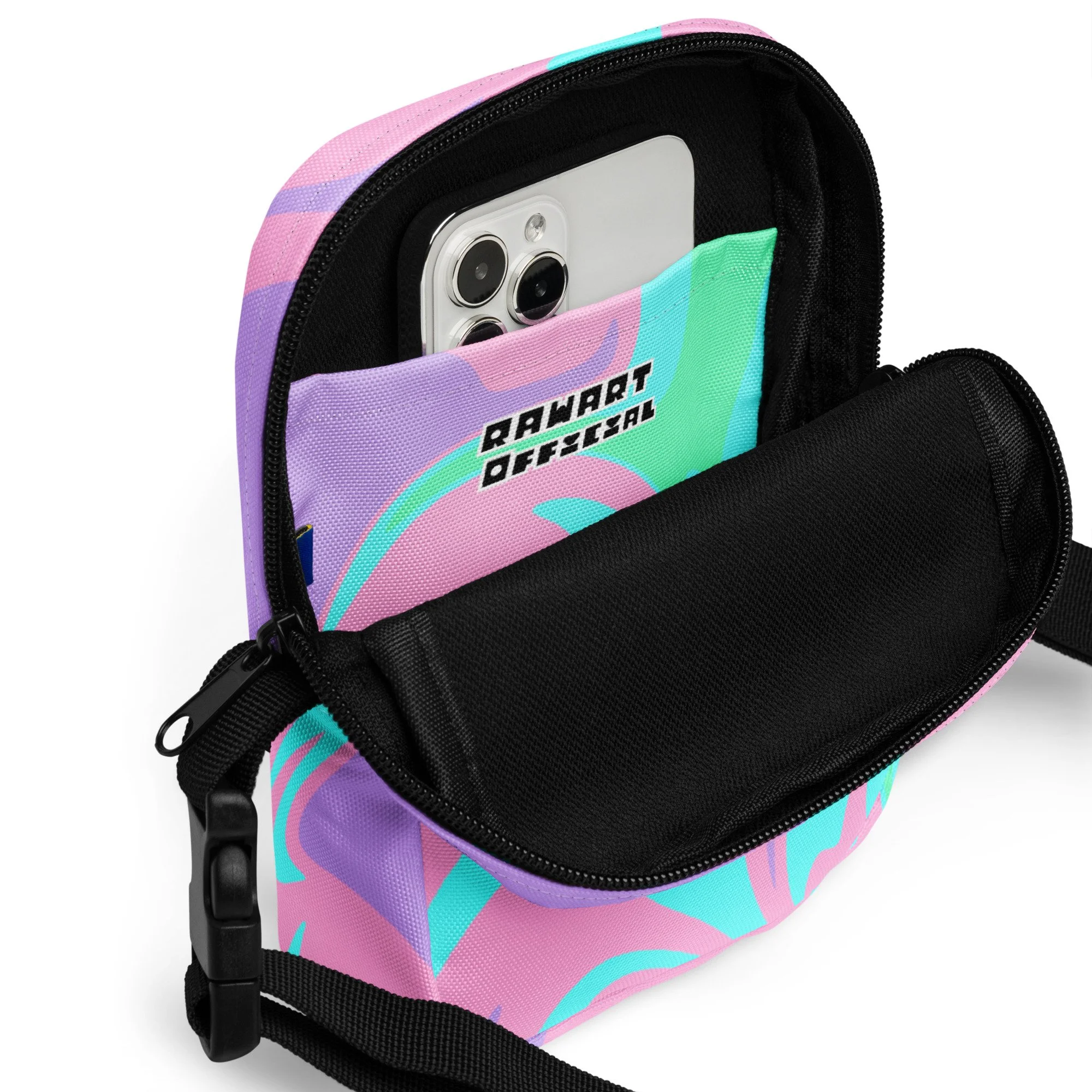 🐣💜 Easter Egg Swirl Utility Crossbody Bag | Y2K Pastel Marble Mini Satchel 💚✨ - POP ARTIST @RAWARTOFFICIAL