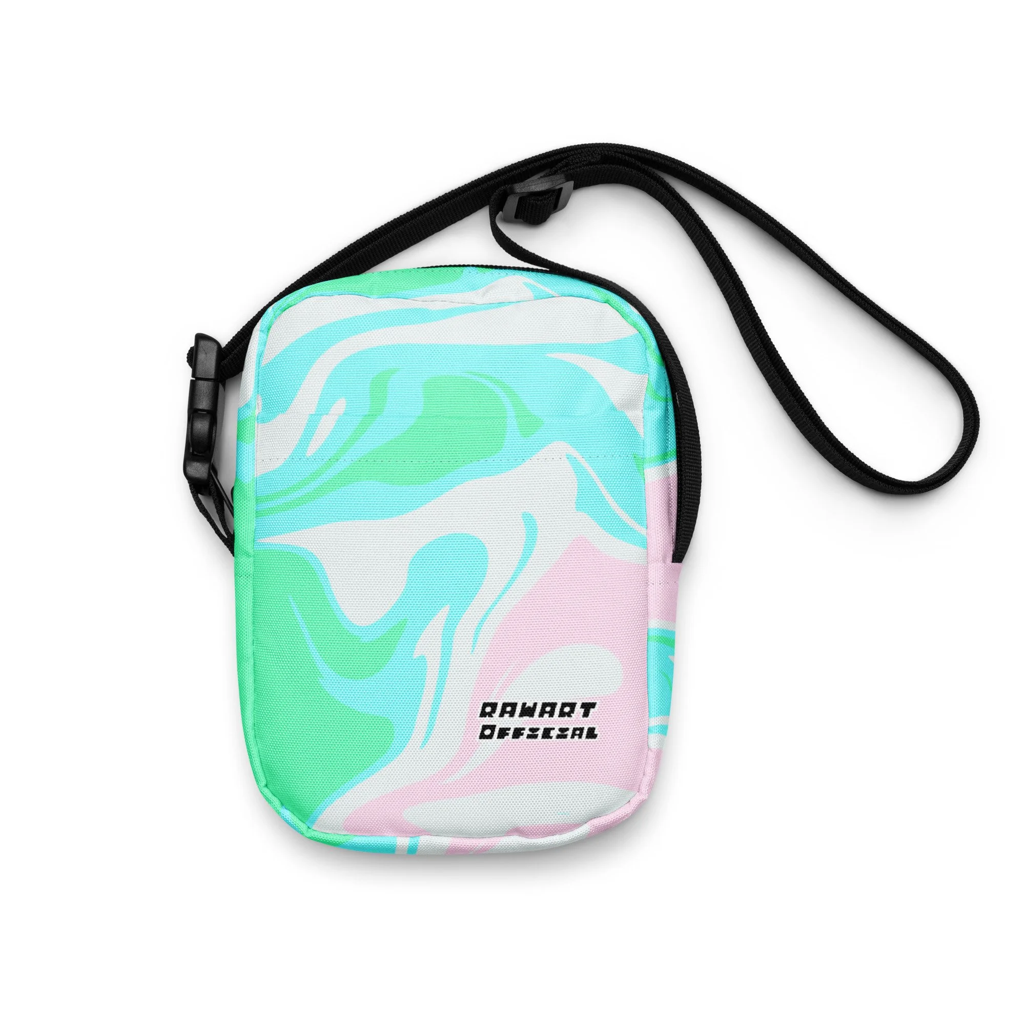 🐰🌸 “Easter Bunny Swirl” Utility Crossbody Bag │ Pastel Mint-&-Pink Y2K Mini Sling 🌸🐰 - POP ARTIST @RAWARTOFFICIAL