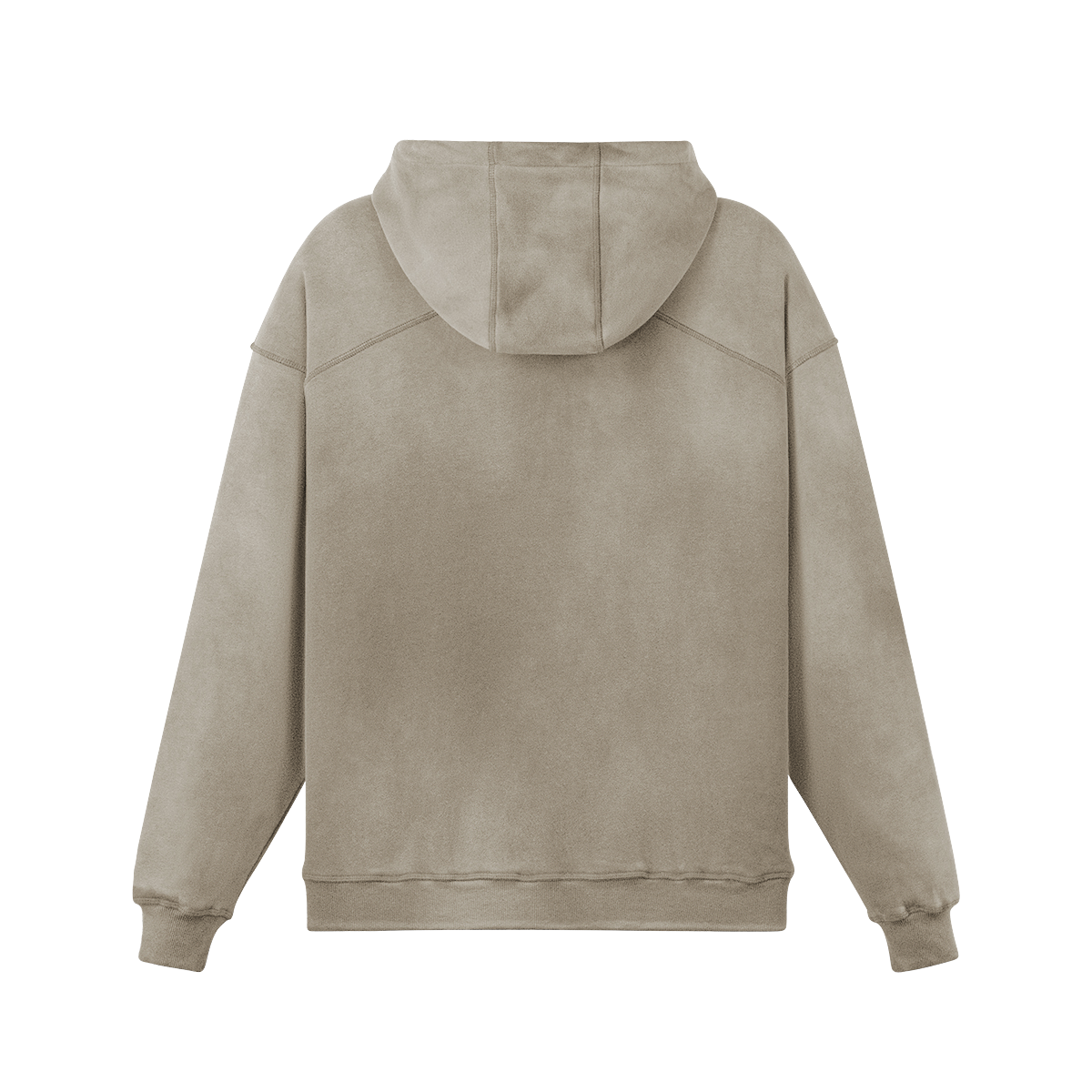 Faded grey hoodie with cartoon cloud reading on a moon. Pastel “Stay Cozy Club” text above. Cozy-core vibes.