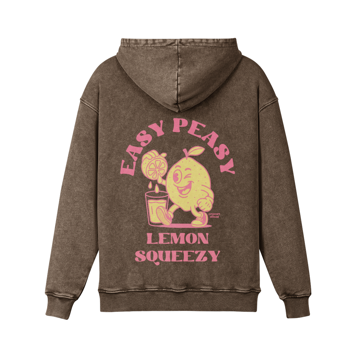 Retro lemon hoodie with oversized fit and bold faded citrus cartoon print
