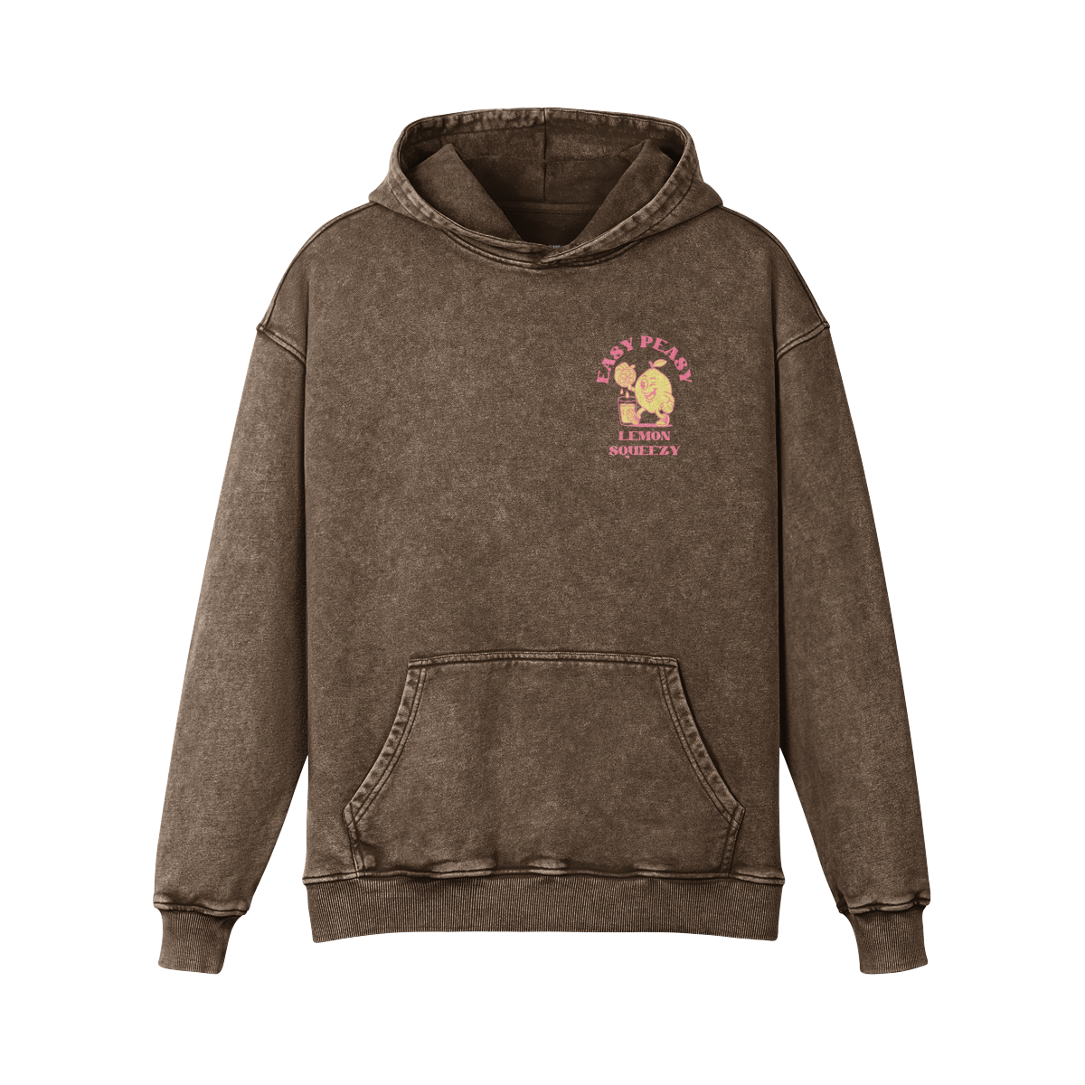 Retro lemon hoodie with oversized fit and bold faded citrus cartoon print