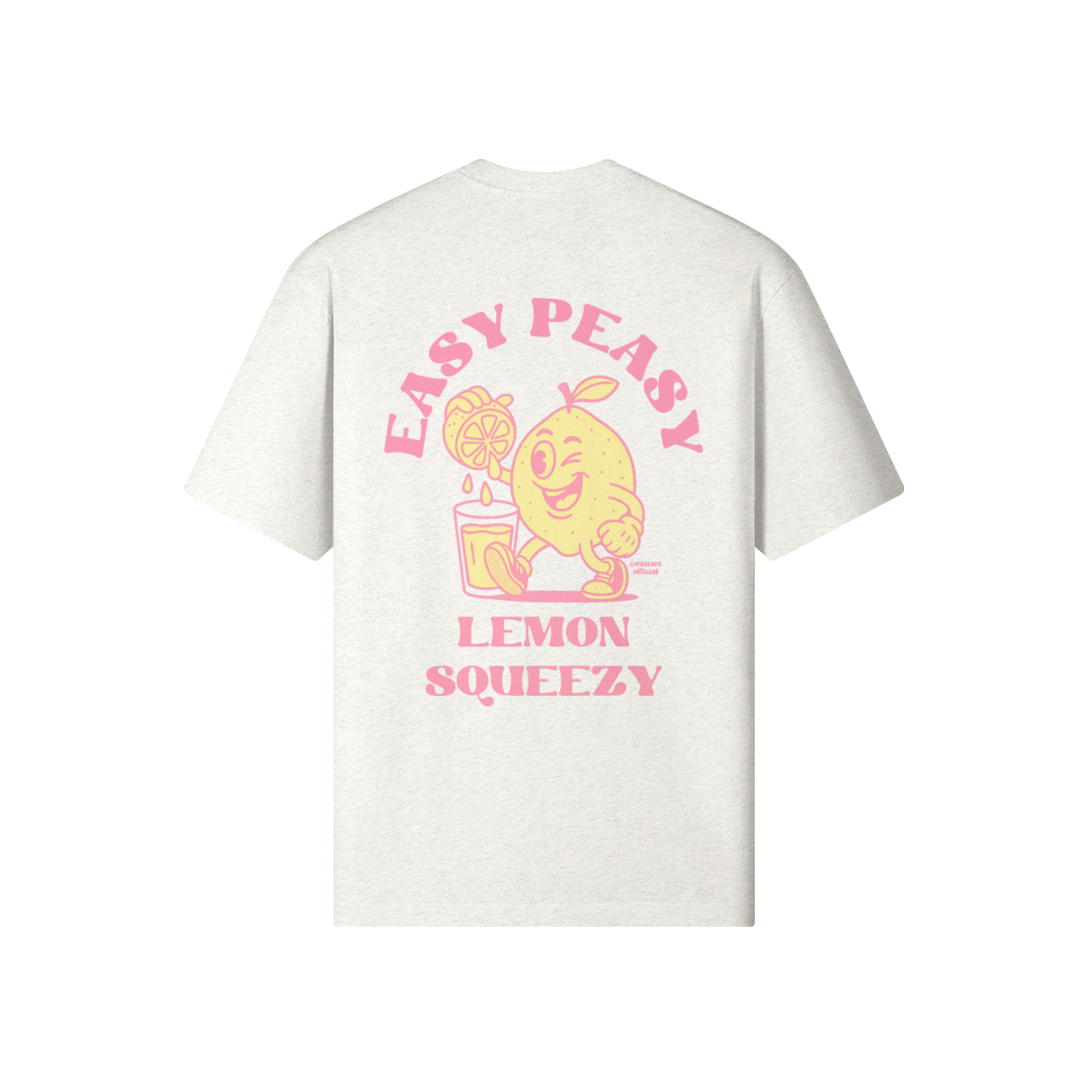 Retro lemon graphic tee with “Easy Peasy Lemon Squeezy” text in pink